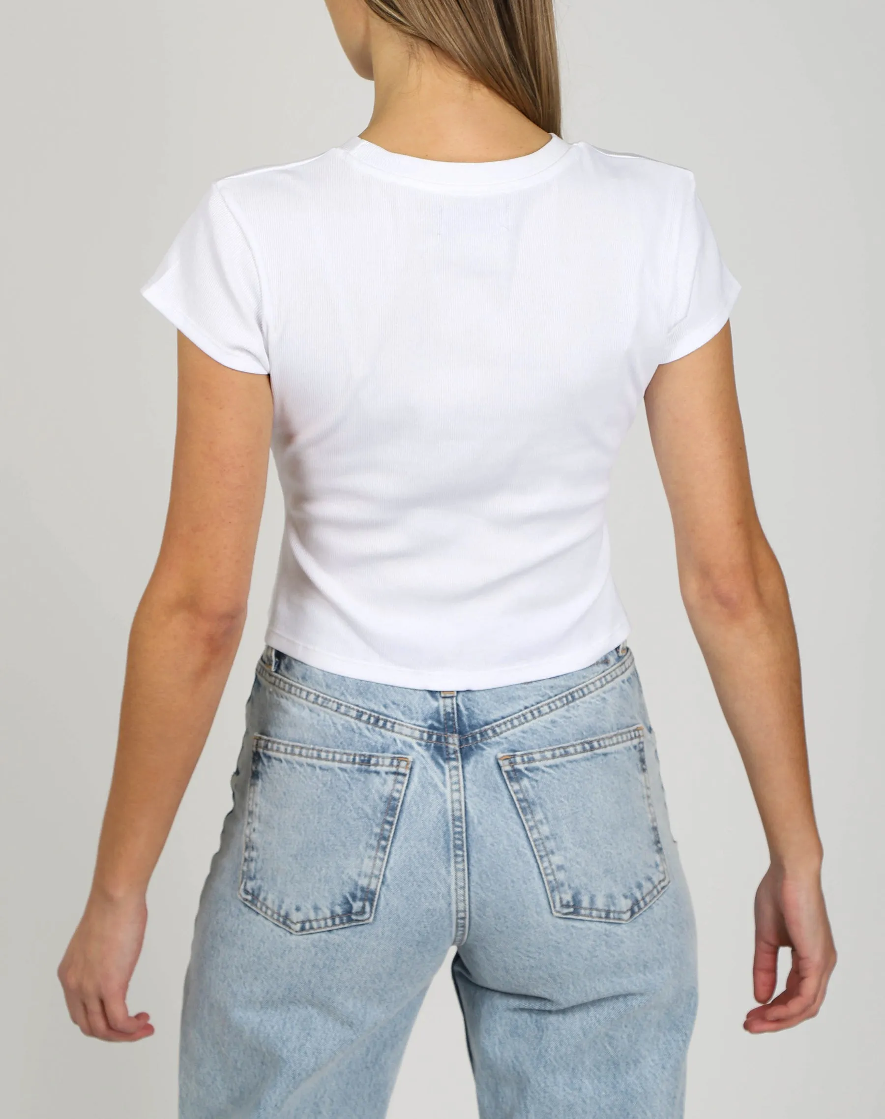 The Cropped Ribbed Tee | White sold by Brunette The Label product image thumbnail 3