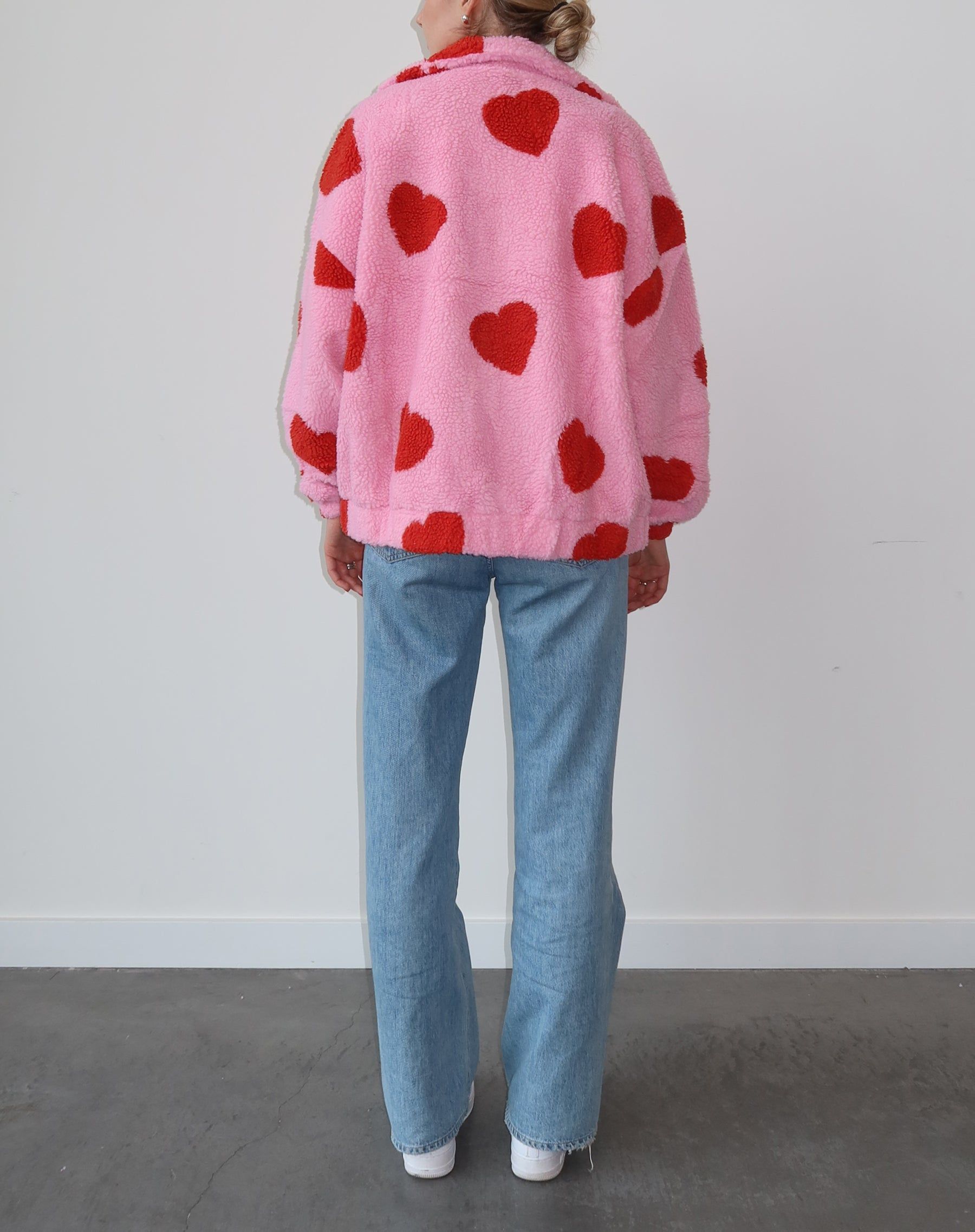 The "ALL OVER HEART" Sherpa Jacket | Baby Pink & Red sold by Brunette The Label product image thumbnail 4