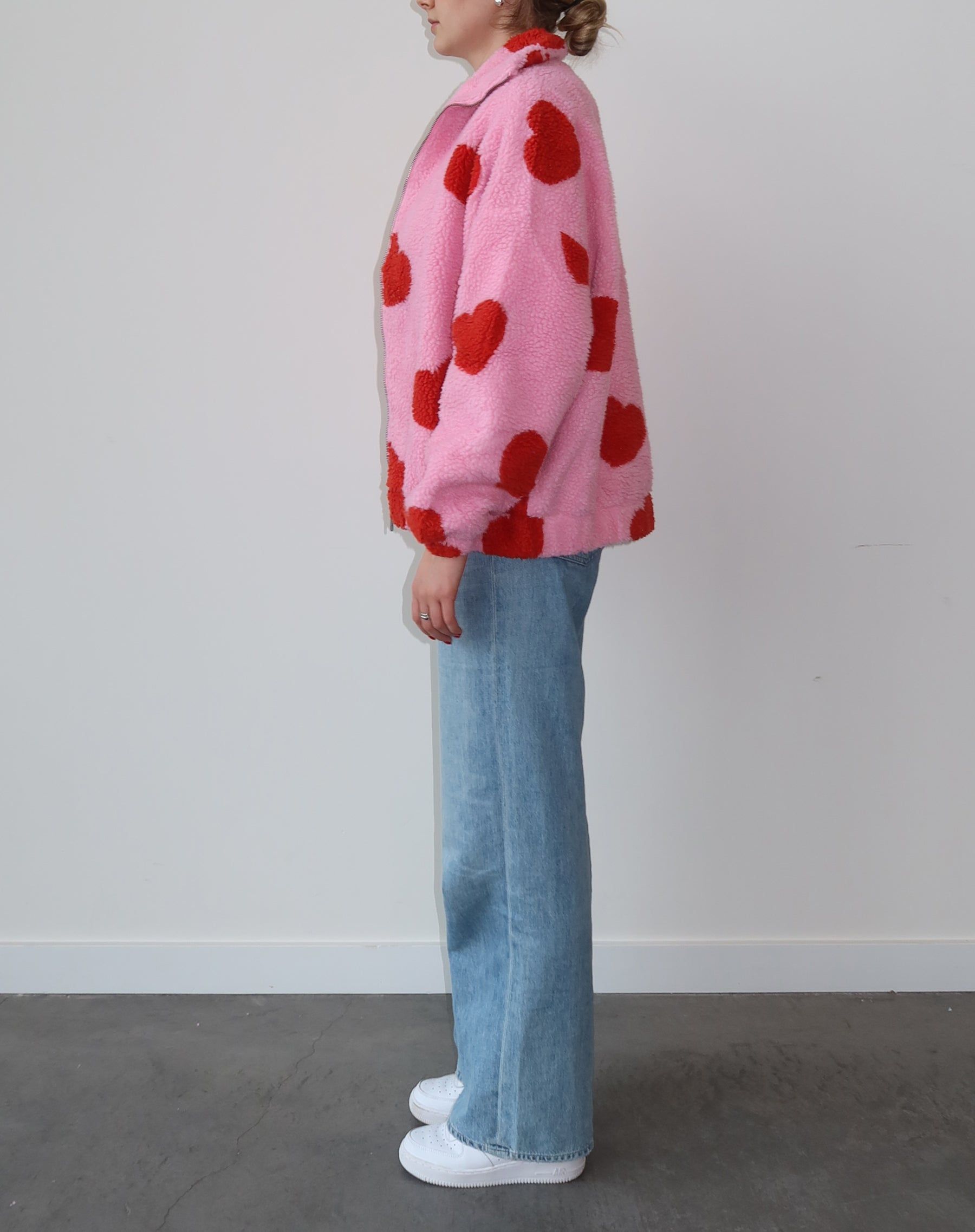 The "ALL OVER HEART" Sherpa Jacket | Baby Pink & Red sold by Brunette The Label product image thumbnail 3