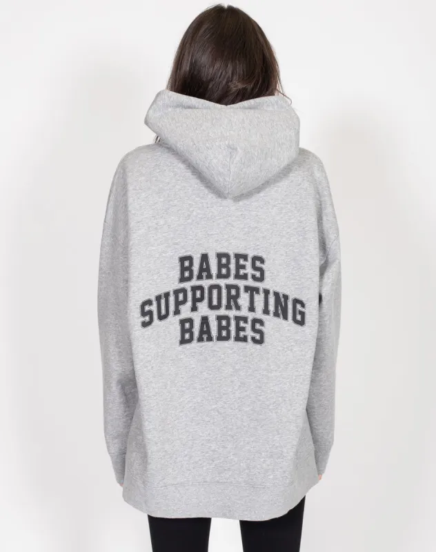 The "BABES SUPPORTING BABES" Big Sister Hoodie | Classic Grey sold by Brunette The Label