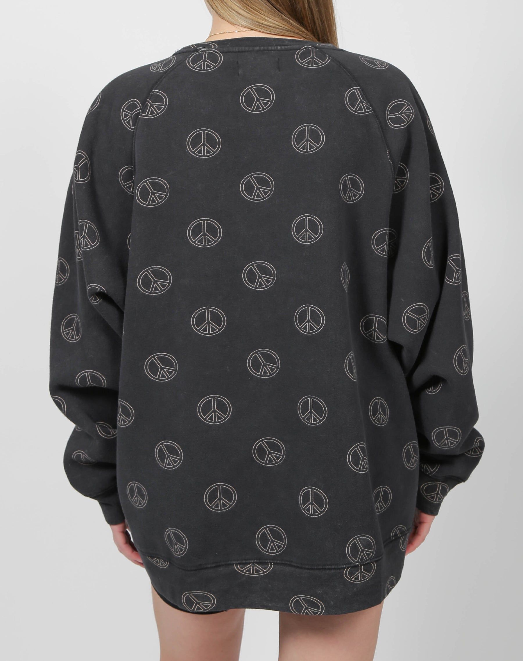The "ALL OVER PEACE SIGN" Not Your Boyfriend's Crew Neck Sweatshirt | Washed Black sold by Brunette The Label product image thumbnail 3