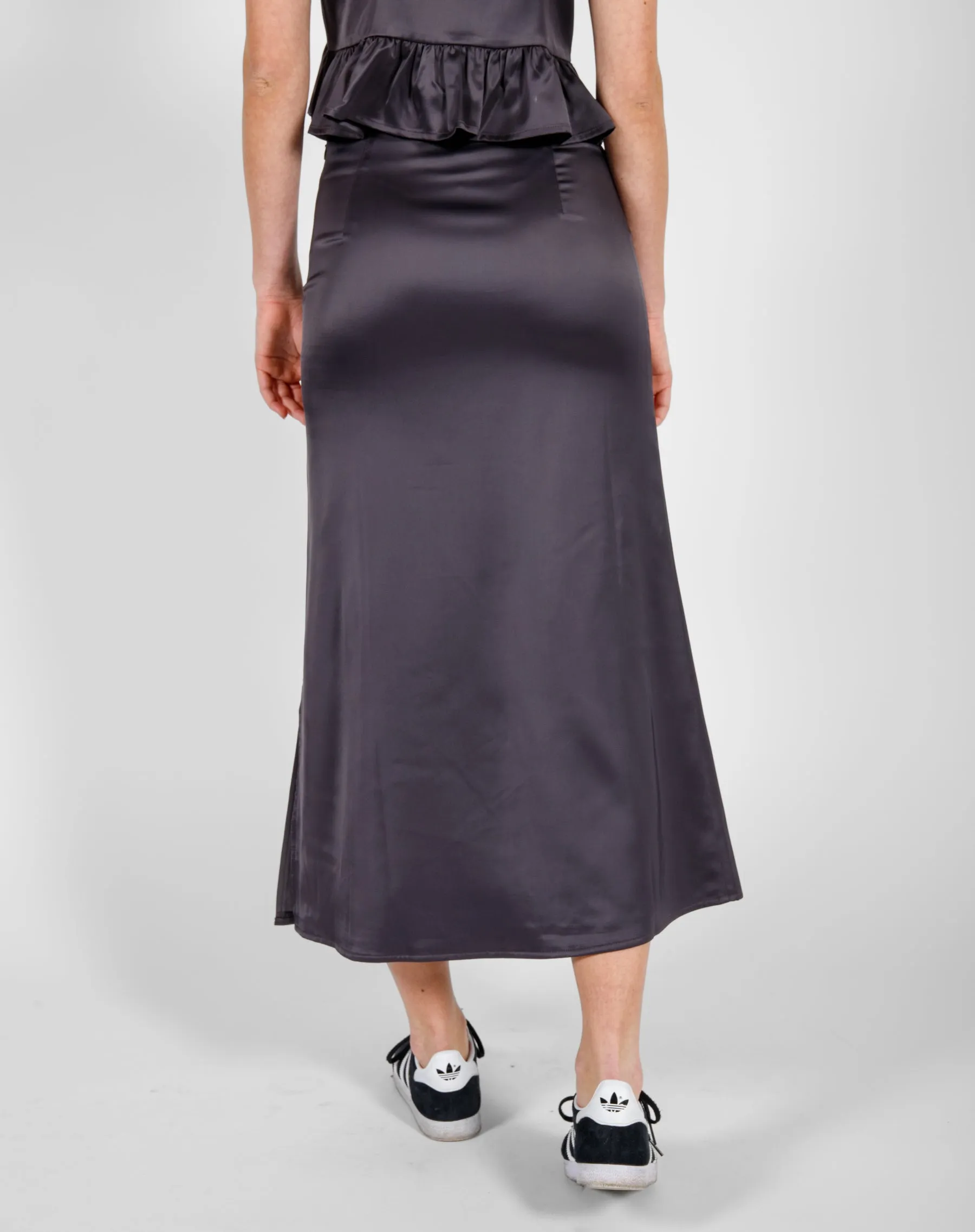 The Satin Maxi Skirt | Charcoal sold by Brunette The Label product image thumbnail 3