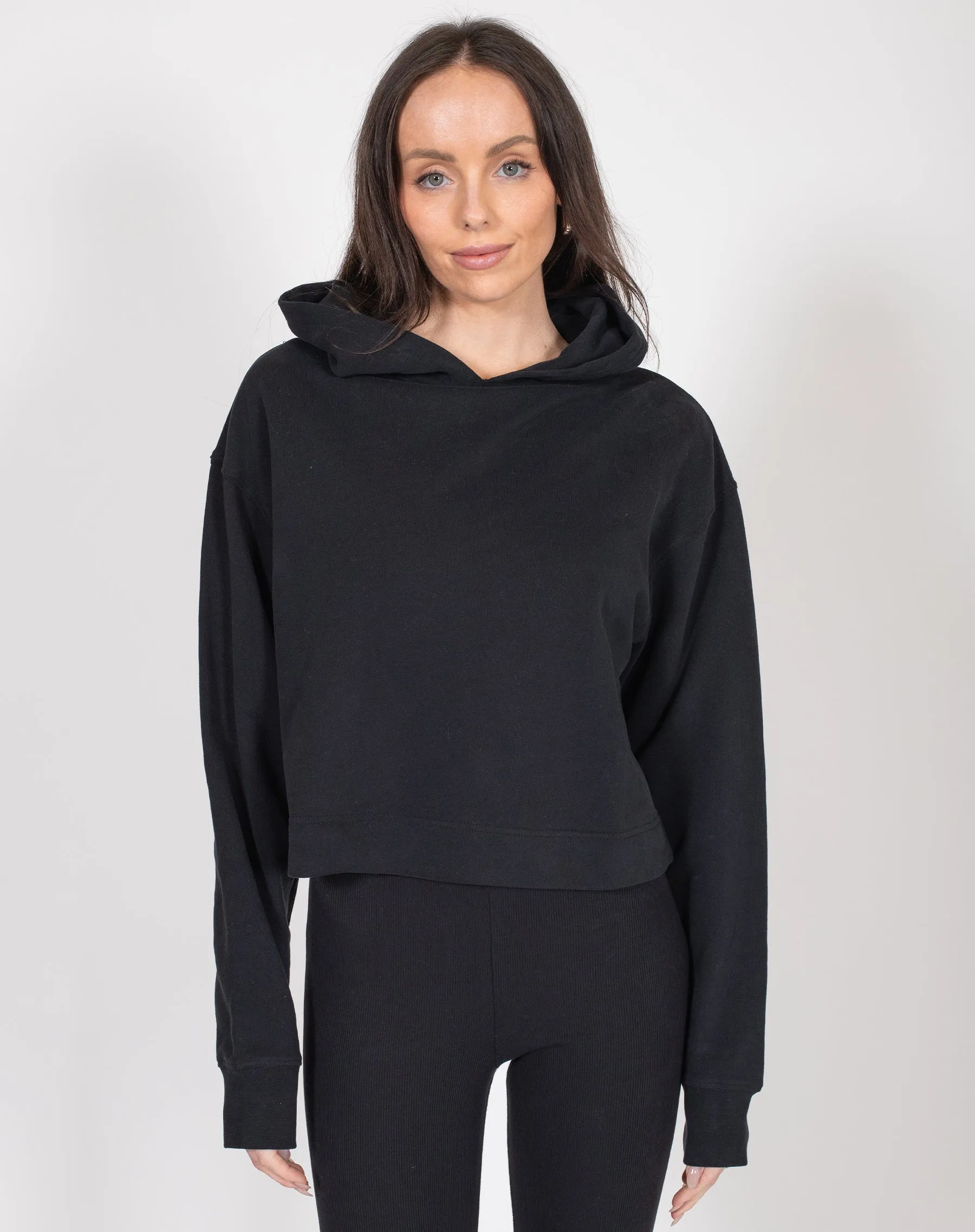 The Cropped Classic Hoodie | Black sold by Brunette The Label