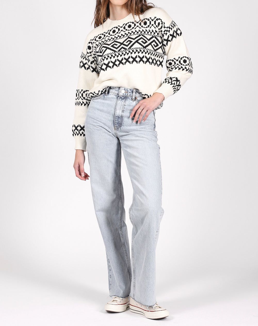 Fair Isle Knit Sweater in Cream | Holt Renfrew Pop Up sold by Brunette The Label product image thumbnail 5