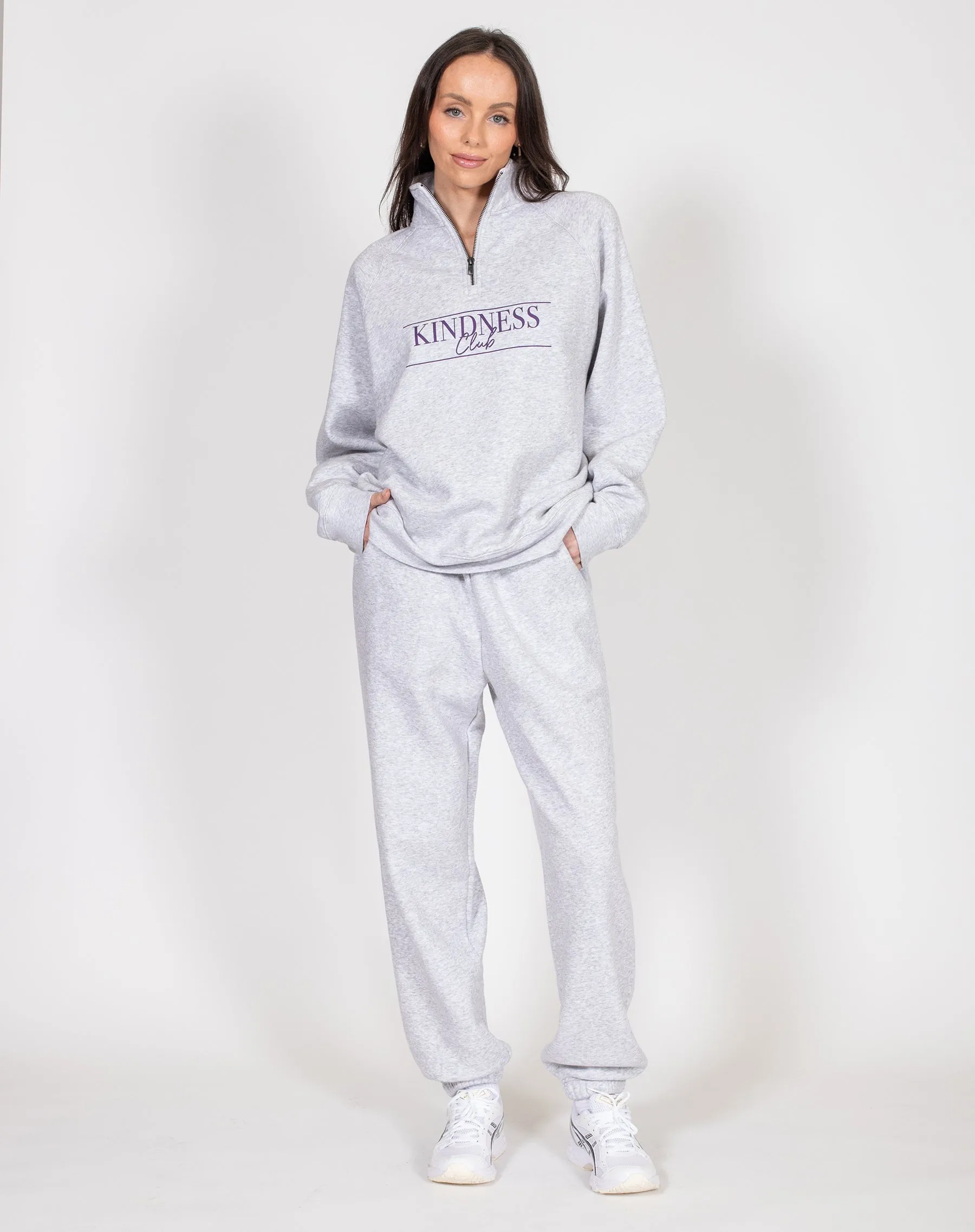 The "KINDNESS CLUB" Not Your Boyfriend's Half Zip Sweater | Pebble Grey sold by Brunette The Label product image thumbnail 3