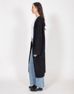 'Matilda' Ribbed Knit Maxi Cardigan in Black | Holt Renfrew Pop Up sold by Brunette The Label