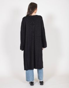 'Matilda' Ribbed Knit Maxi Cardigan in Black | Holt Renfrew Pop Up sold by Brunette The Label