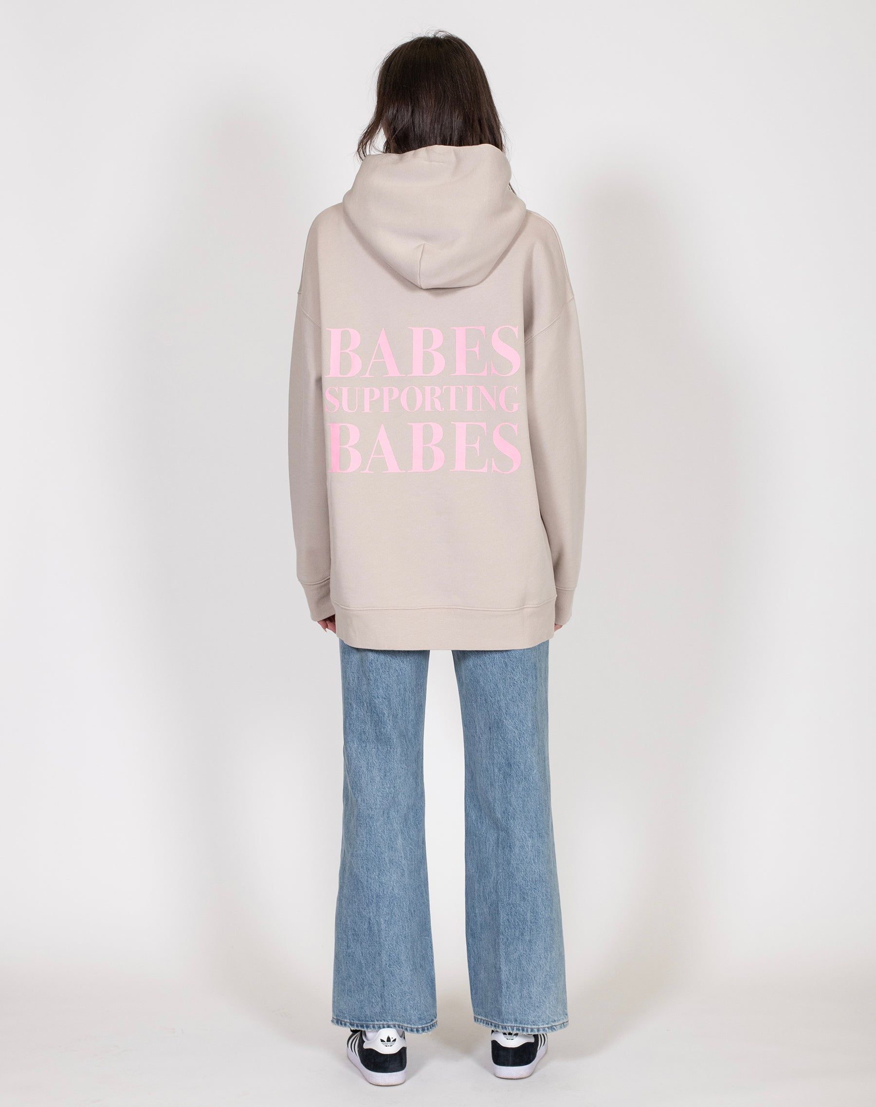 The "BABES SUPPORTING BABES" Big Sister Hoodie | Oyster & Bubble Gum sold by Brunette The Label product image thumbnail 2