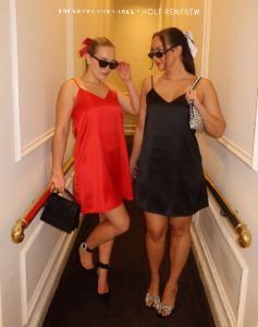 'Naomi' Satin Mini Slip Dress in Black | Holt Renfrew sold by Brunette The Label
