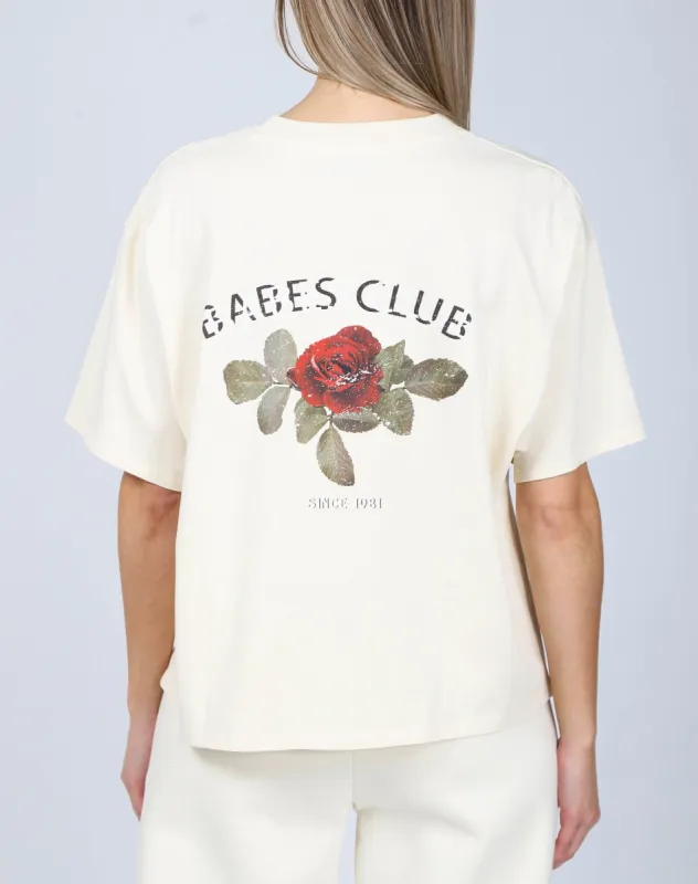 The "BABES CLUB" Boxy Tee | Almond Milk sold by Brunette The Label