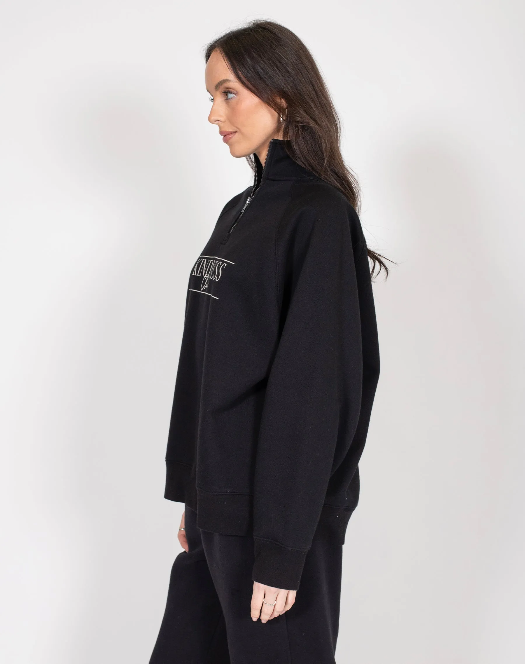 The "KINDNESS CLUB" Not Your Boyfriend's Half Zip Sweater | Black sold by Brunette The Label product image thumbnail 4