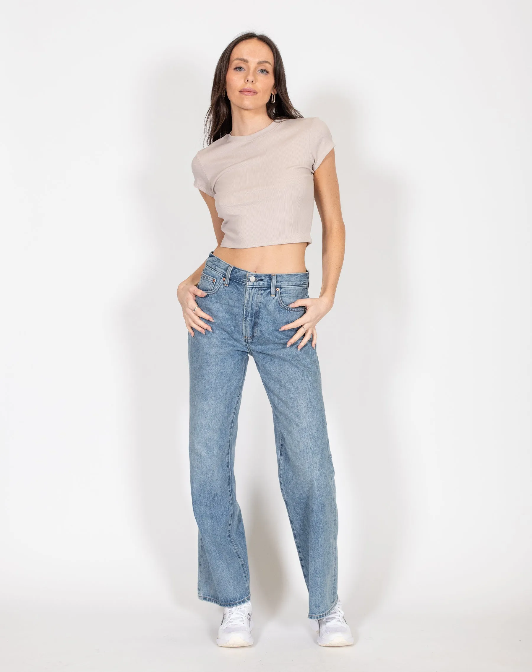 The Cropped Ribbed Tee | Oyster sold by Brunette The Label product image thumbnail 4