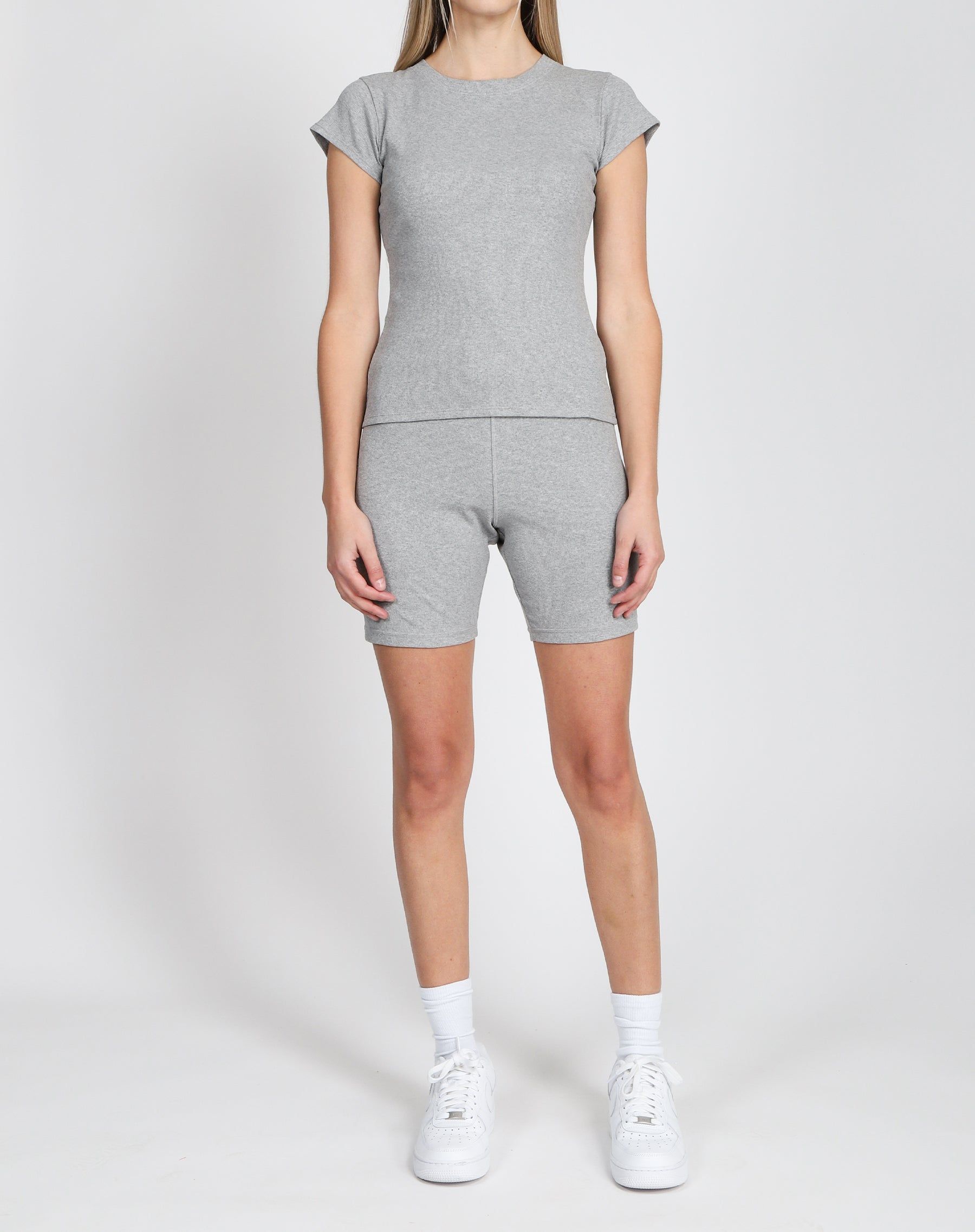 Ribbed Fitted Tee in Classic Grey | Holt Renfrew Pop Up sold by Brunette The Label product image thumbnail 3