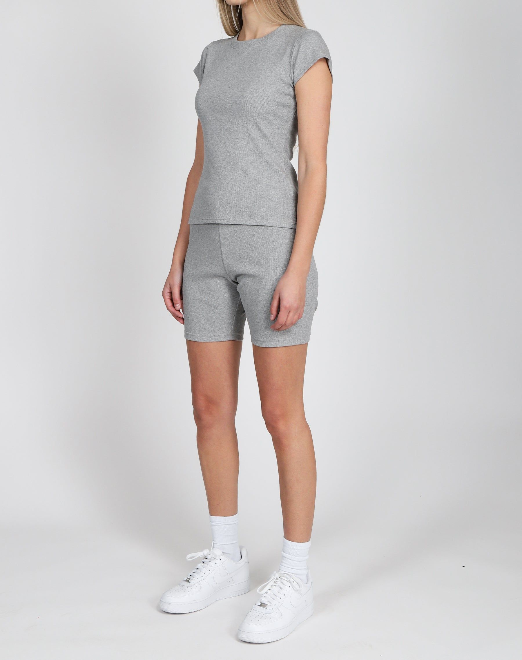 Ribbed Fitted Tee in Classic Grey | Holt Renfrew Pop Up sold by Brunette The Label product image thumbnail 4