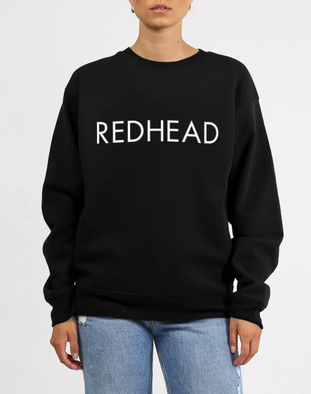 The "REDHEAD" Classic Crew Neck Sweatshirt | Black sold by Brunette The Label