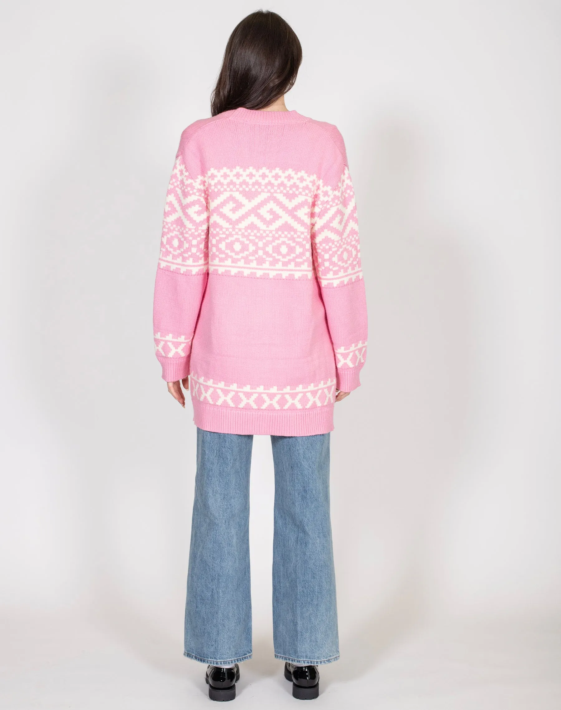 Fair Isle Knit Cardigan | Bubble Gum sold by Brunette The Label product image thumbnail 4