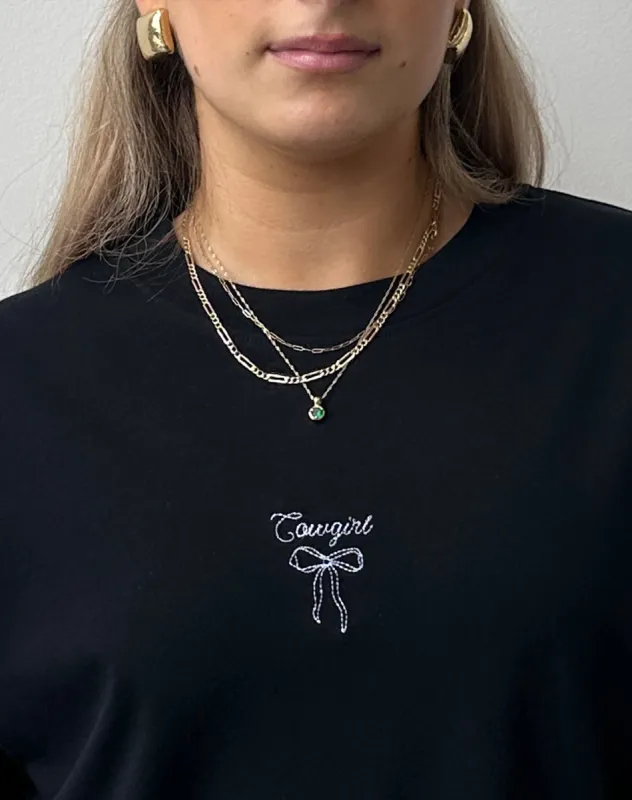 "Cowgirl" Boxy Tee | Black sold by Brunette The Label
