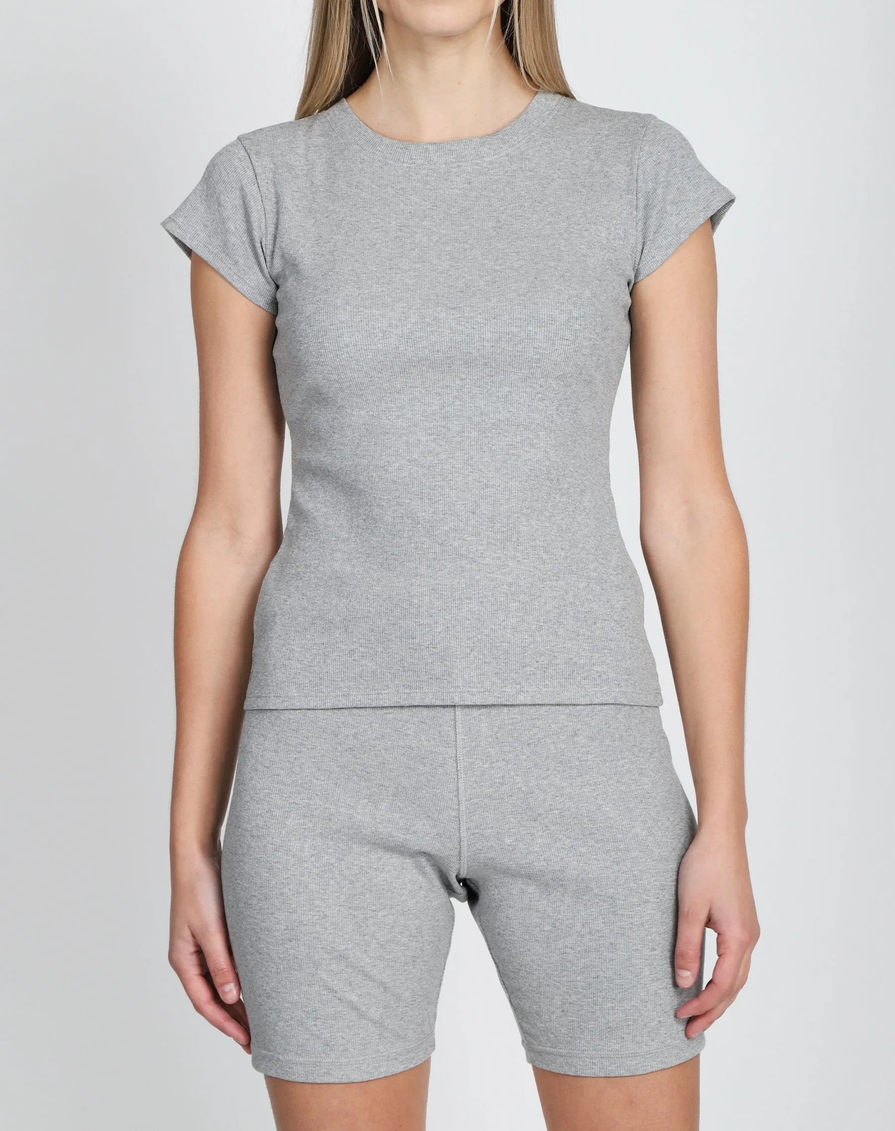 The Embroidered Cowgirl Hat Ribbed Cropped Tee | Classic Grey sold by Brunette The Label product image thumbnail 3