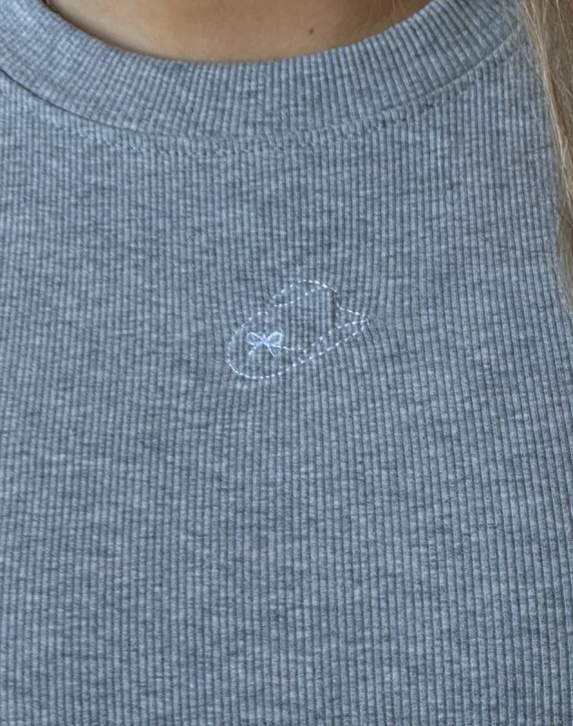 The Embroidered Cowgirl Hat Ribbed Cropped Tee | Classic Grey sold by Brunette The Label