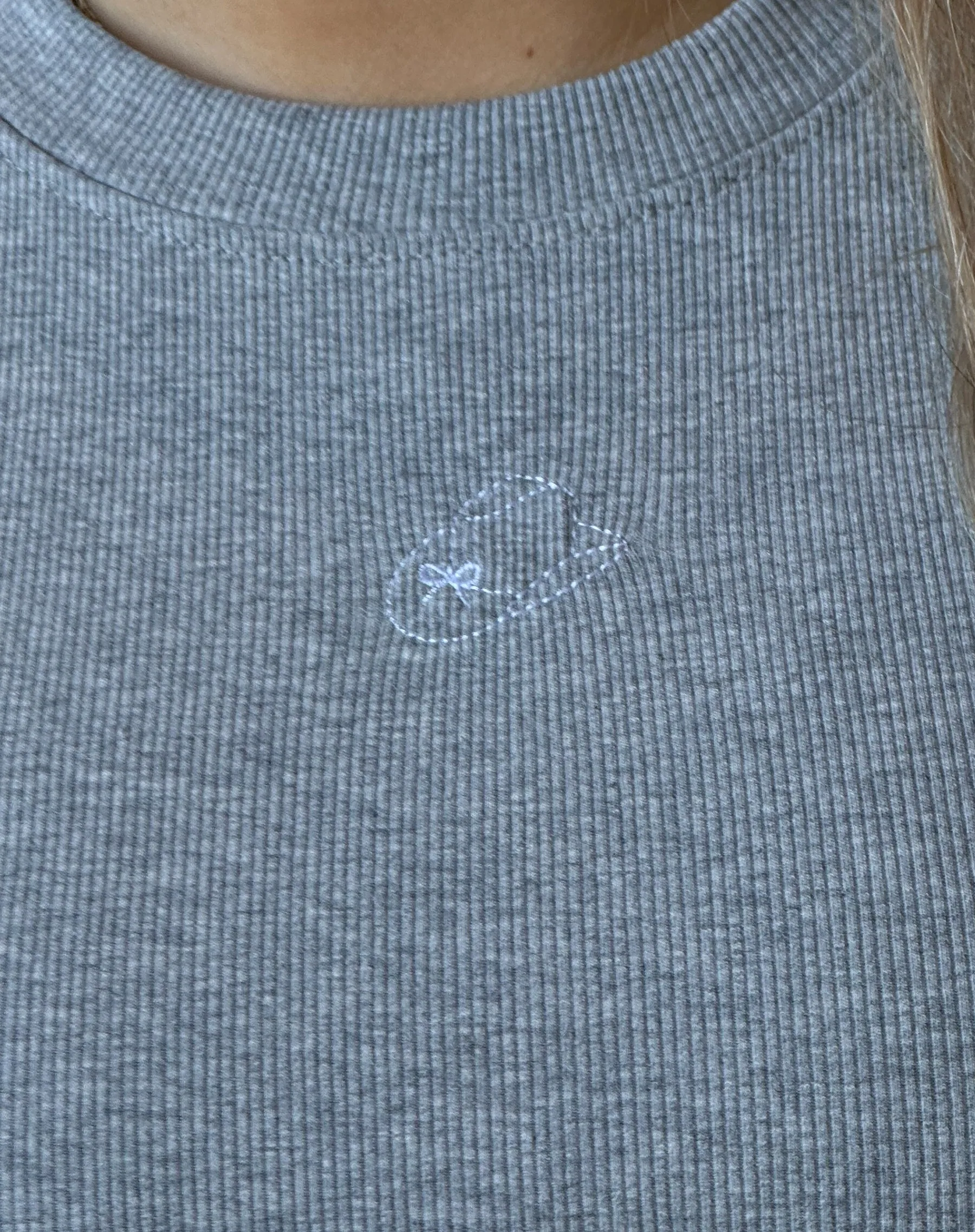 The Embroidered Cowgirl Hat Ribbed Cropped Tee | Classic Grey sold by Brunette The Label