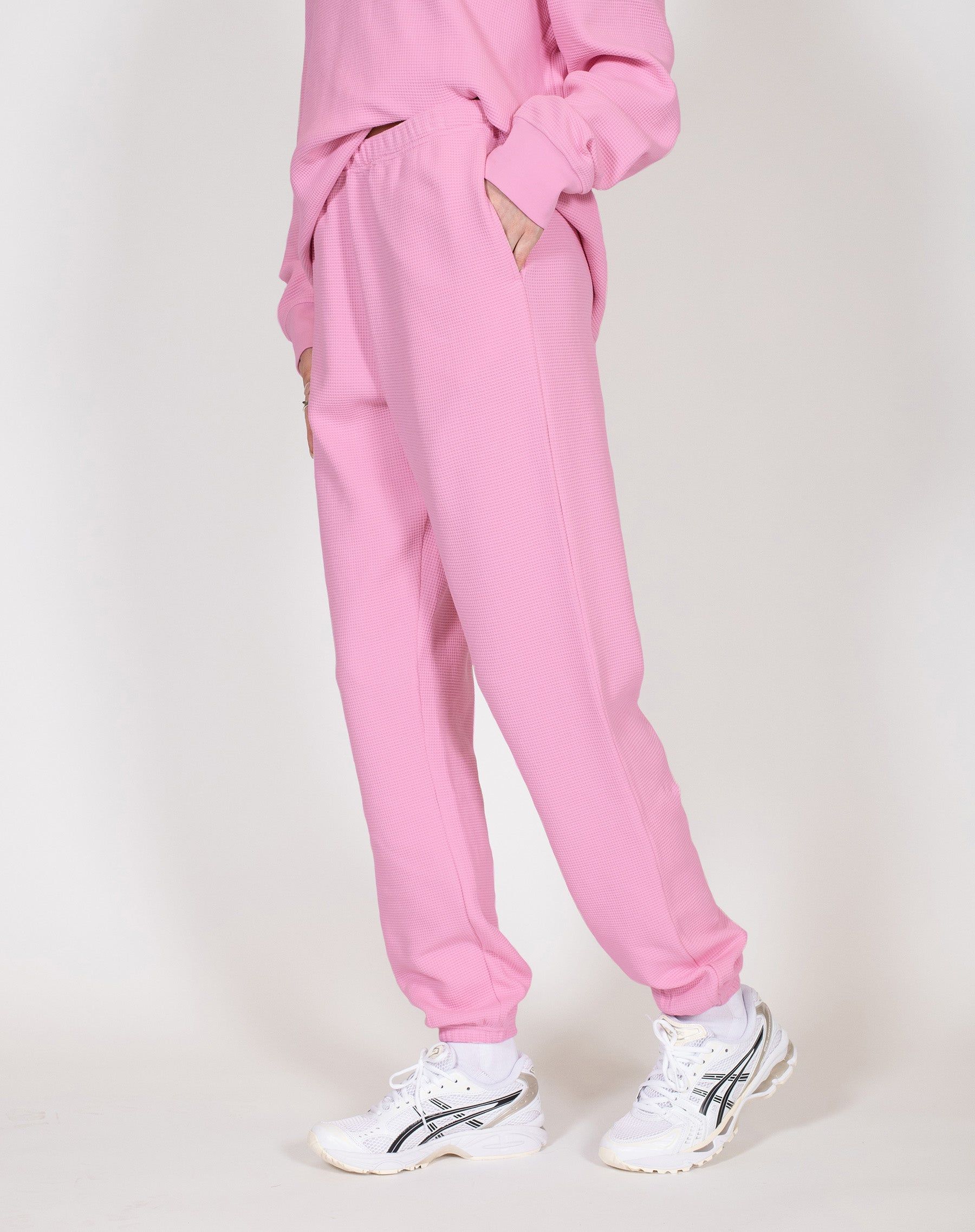Waffle Knit Best Friend Jogger | Bubble Gum sold by Brunette The Label product image thumbnail 2