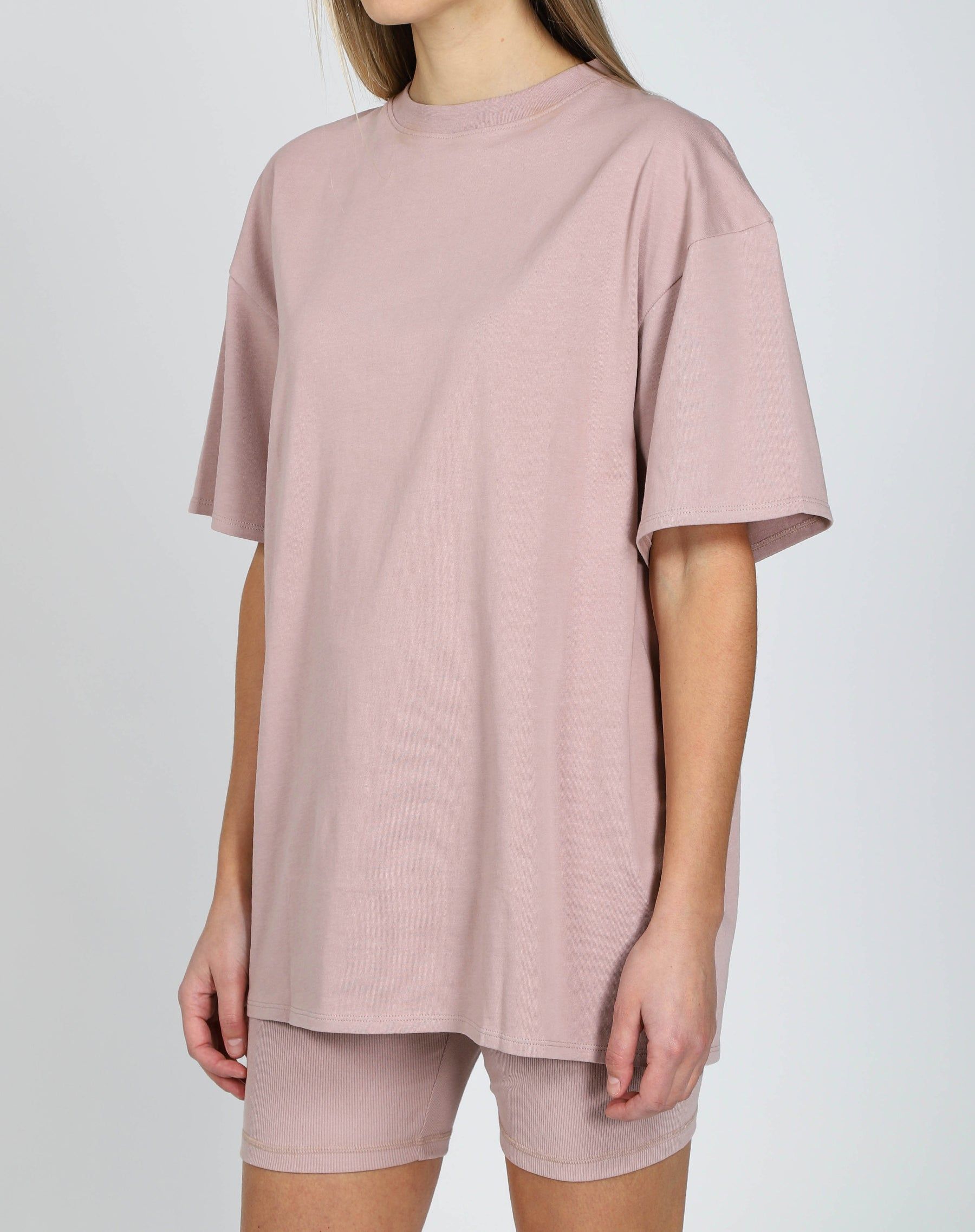 The Oversized Boxy Crew Neck Tee | Pink Smoke sold by Brunette The Label product image thumbnail 2