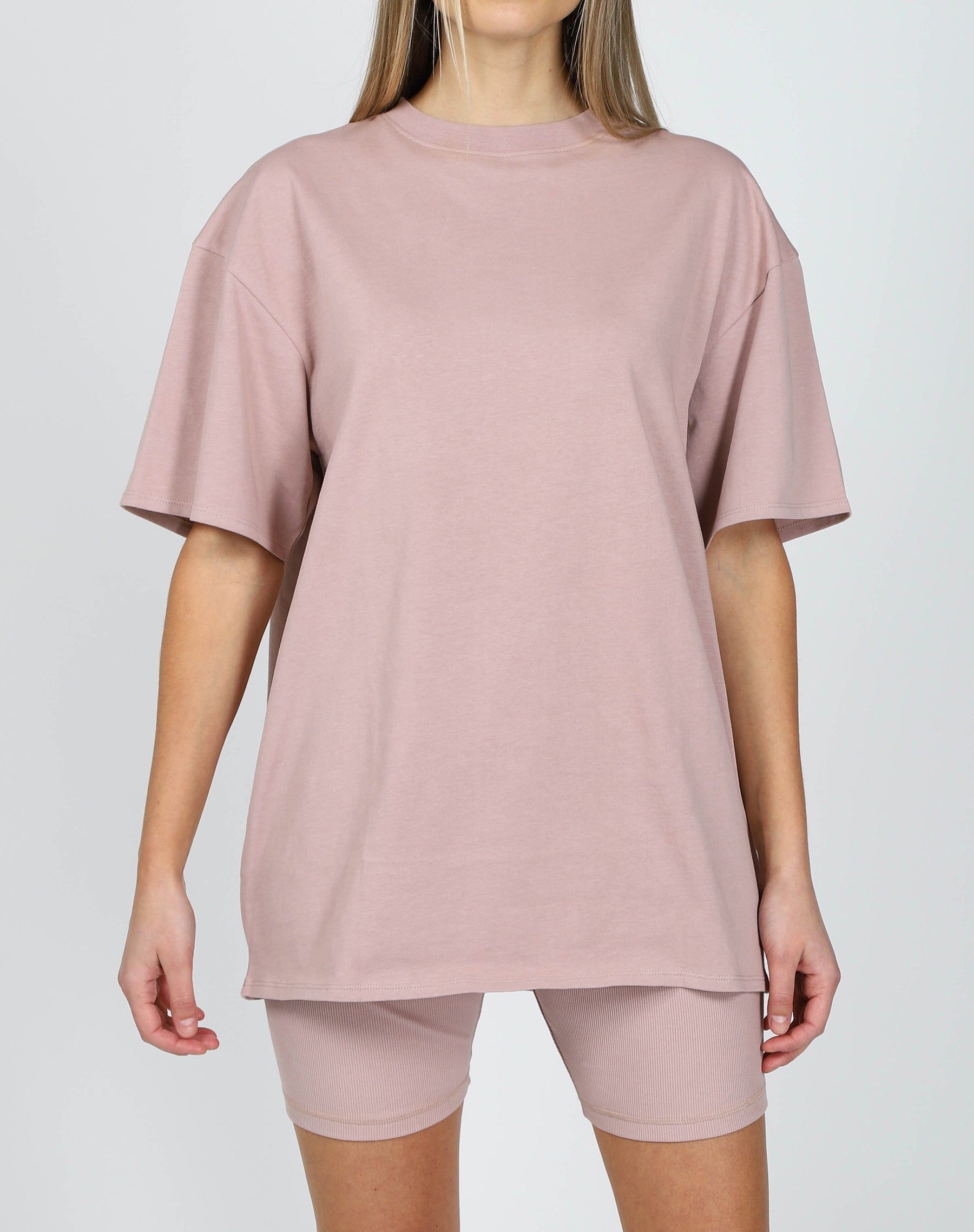 The Oversized Boxy Crew Neck Tee | Pink Smoke sold by Brunette The Label