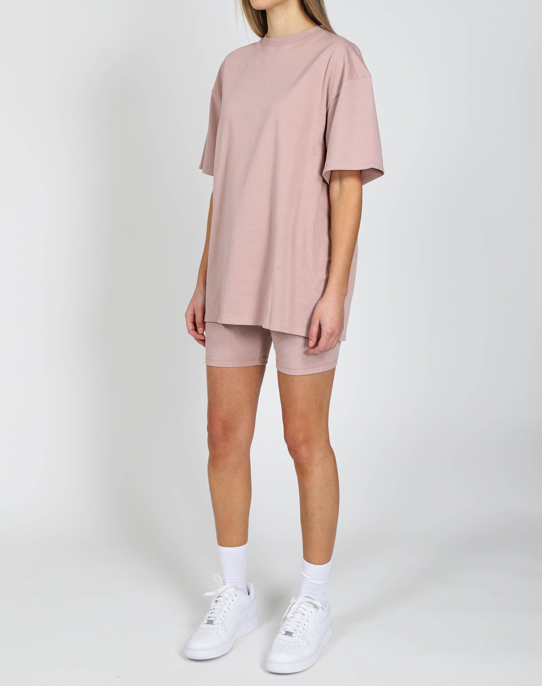 The Oversized Boxy Crew Neck Tee | Pink Smoke sold by Brunette The Label product image thumbnail 5