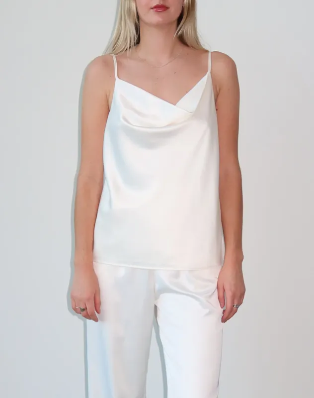 The 'Carrie' Satin Camisole | Oyster Shell sold by Brunette The Label
