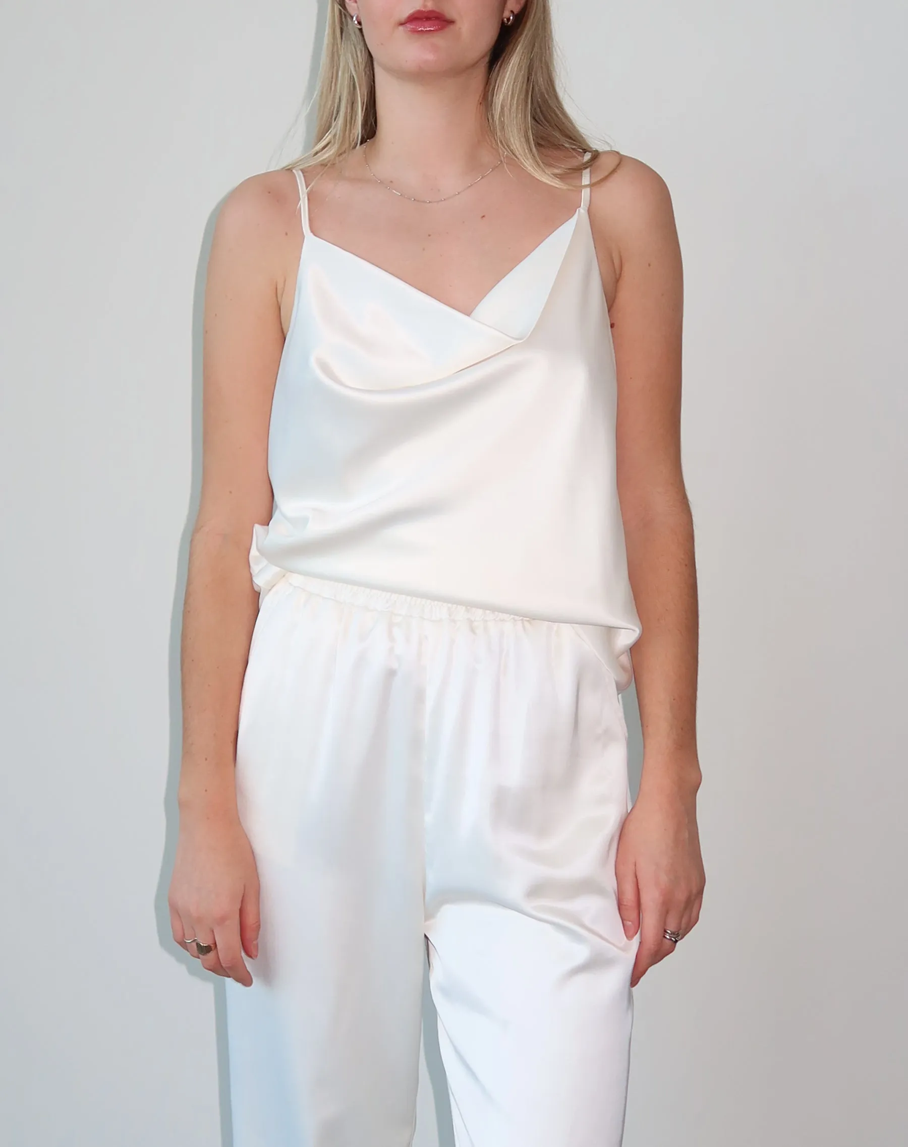The 'Carrie' Satin Camisole | Oyster Shell sold by Brunette The Label product image thumbnail 2