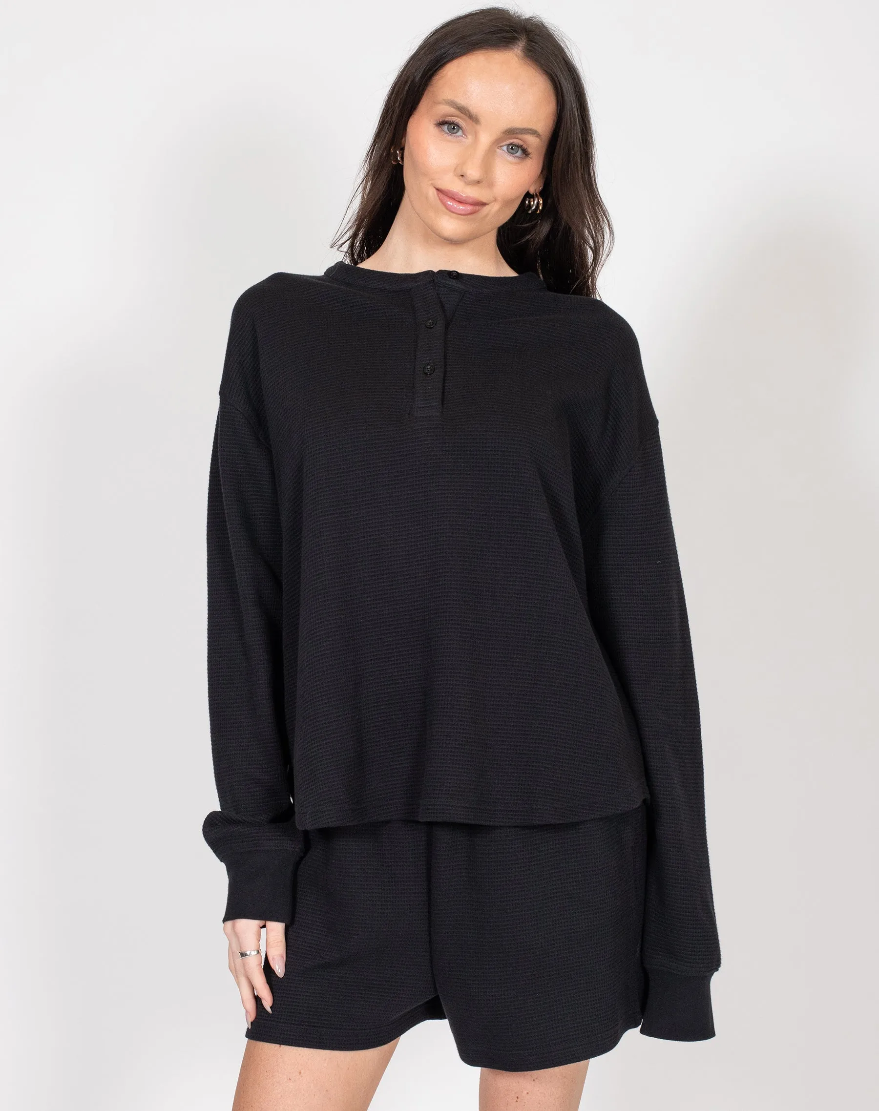 Waffle Henley sold by Brunette The Label product image thumbnail 4