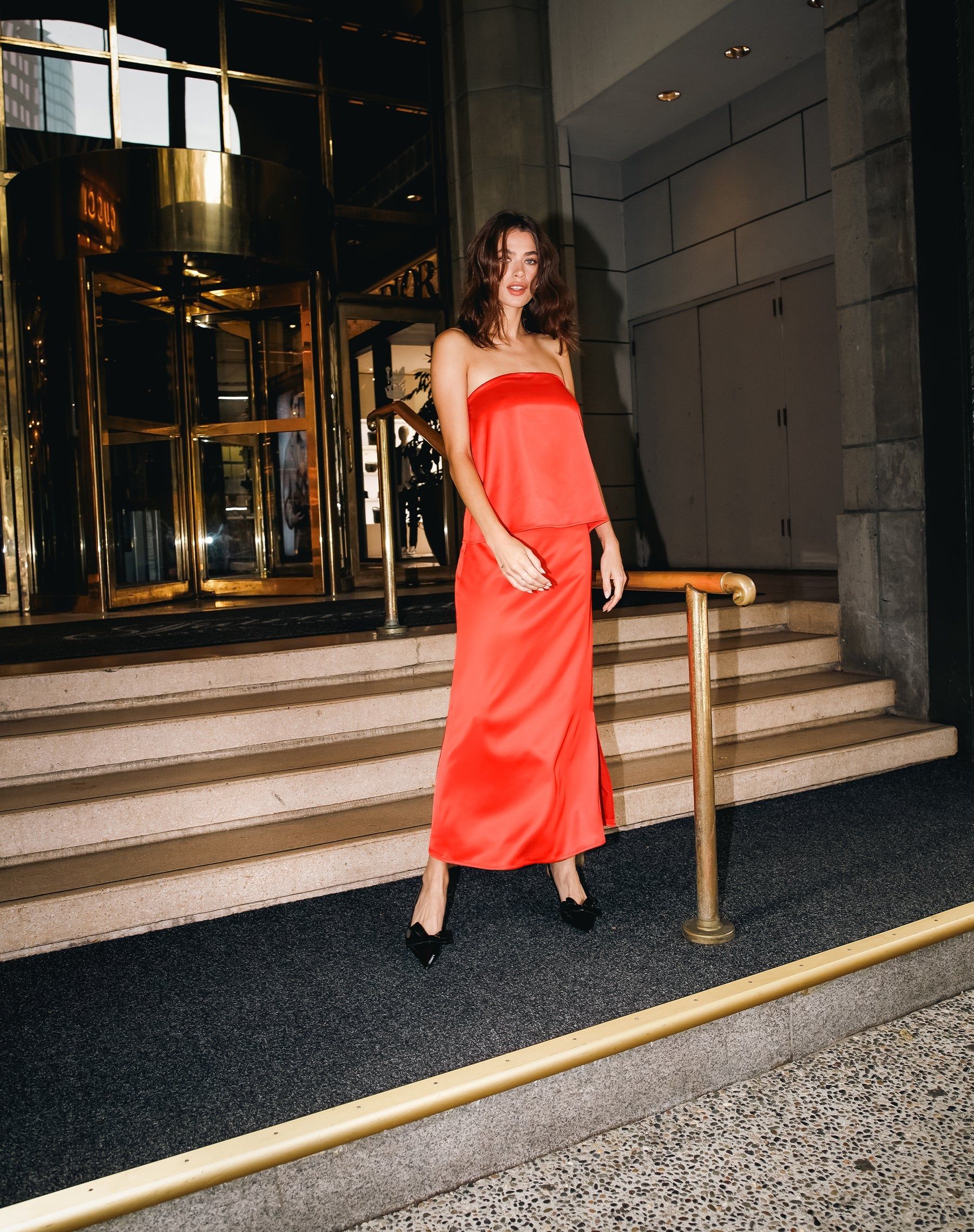 Satin Maxi Skirt in Crimson | Holt Renfrew Pop Up sold by Brunette The Label product image thumbnail 2