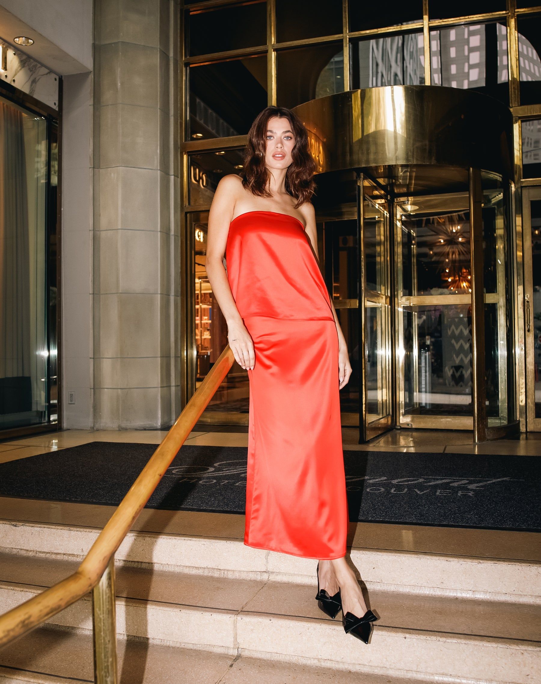 Satin Maxi Skirt in Crimson | Holt Renfrew Pop Up sold by Brunette The Label product image thumbnail 3