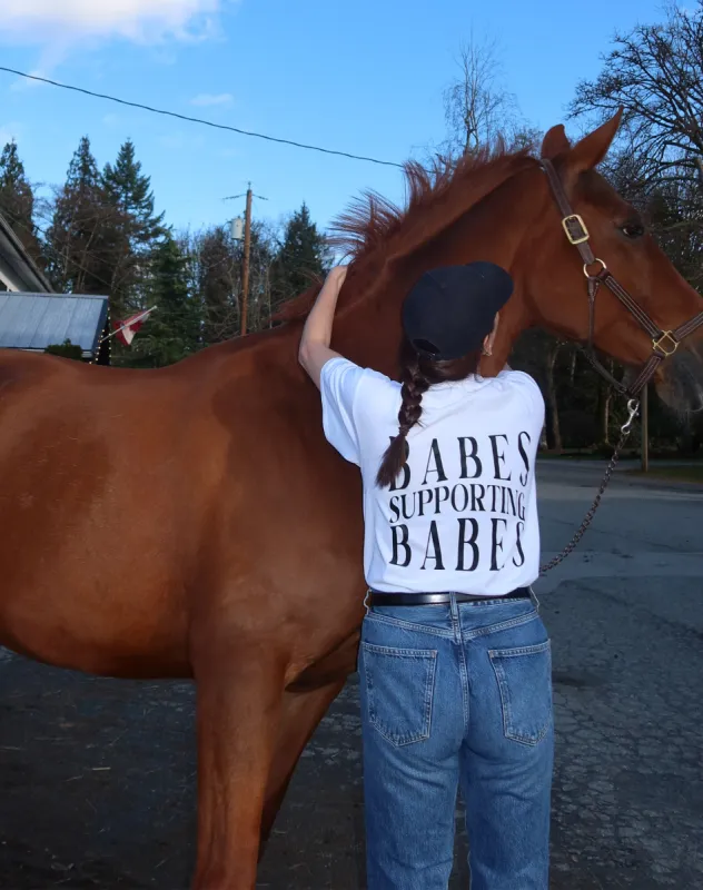 The "Babes Supporting Babes" Oversized Boxy Tee | White sold by Brunette The Label