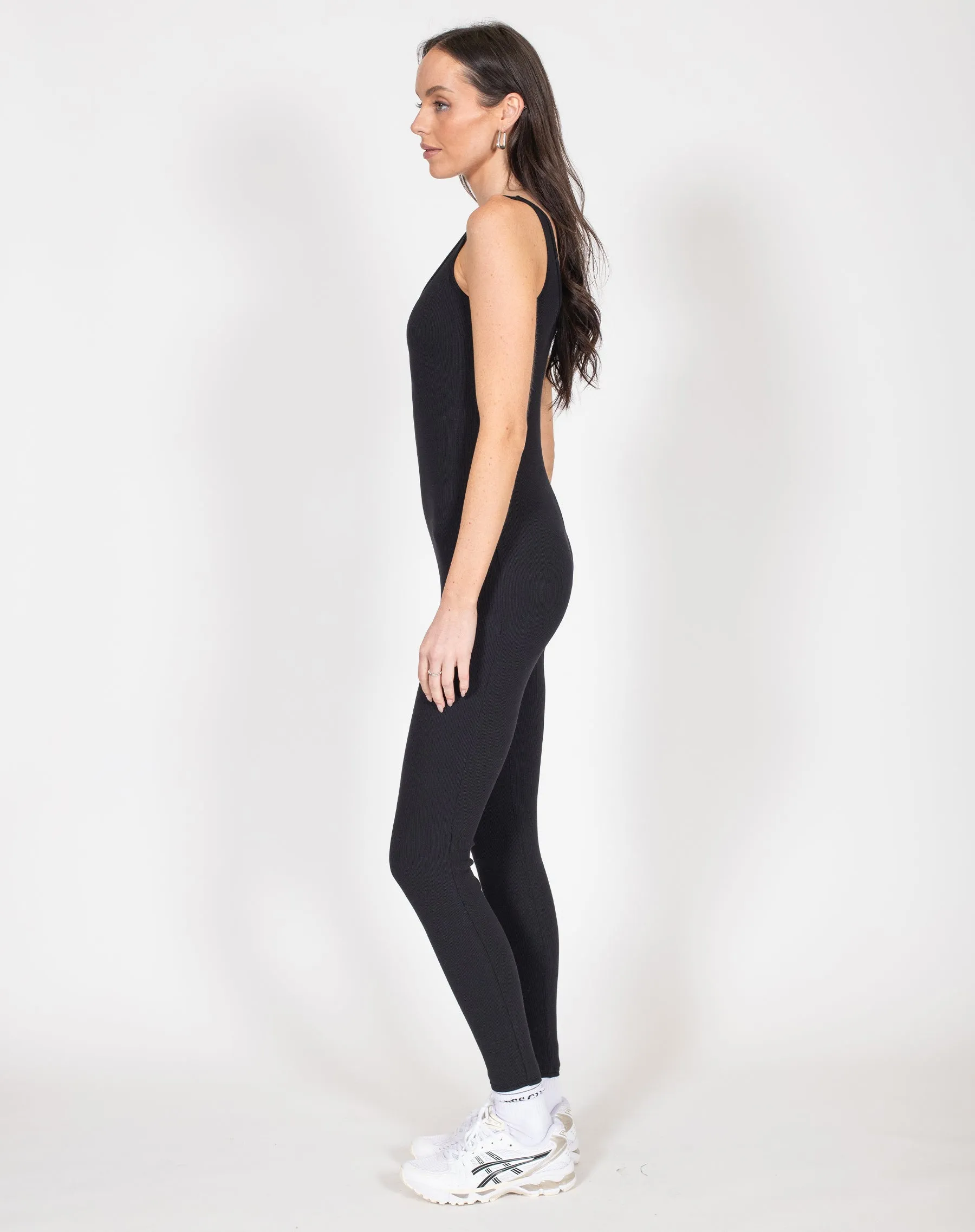 Ribbed Scoop Neck Jumpsuit | Black sold by Brunette The Label product image thumbnail 3