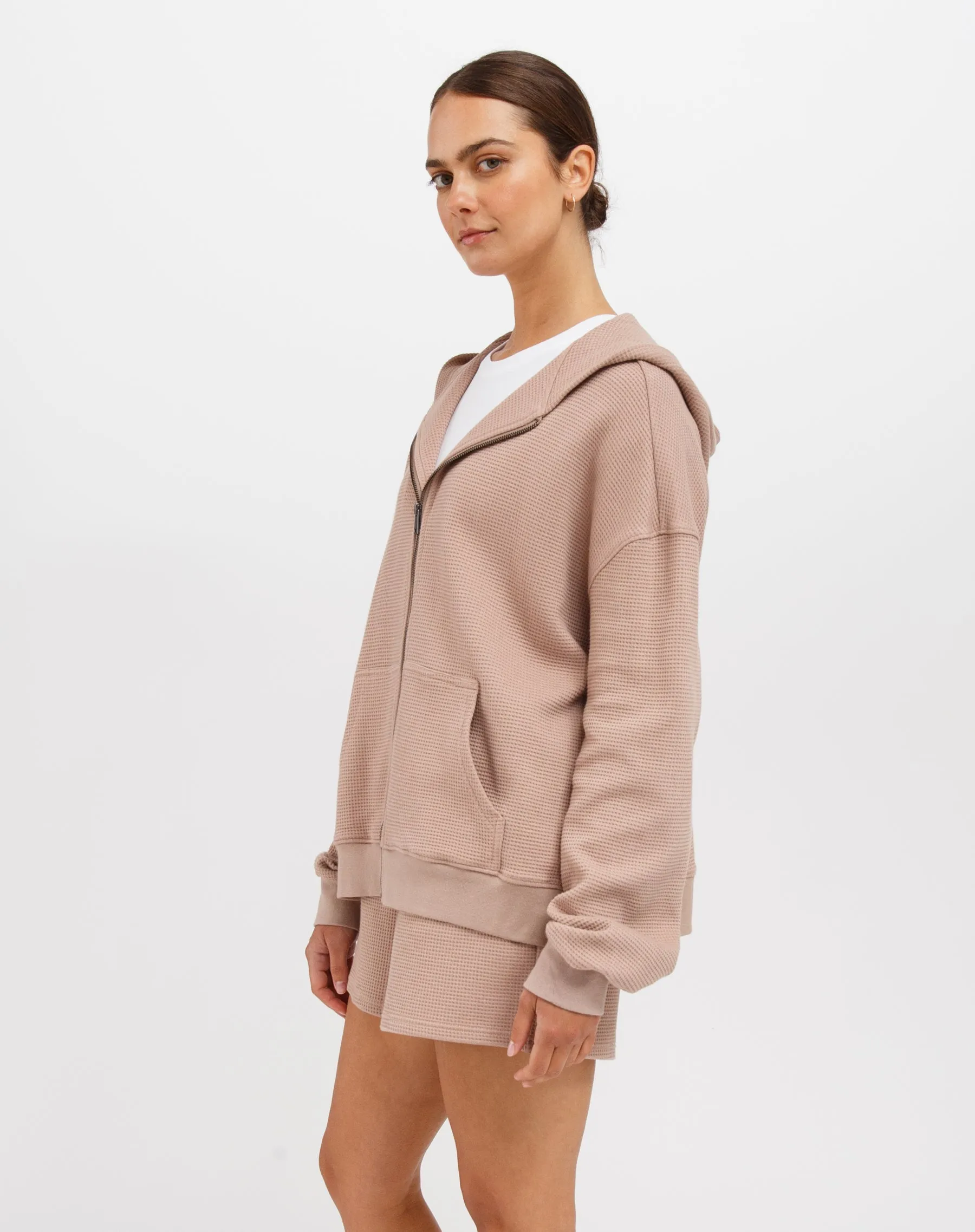 Waffle Oversized Zip-Up Hoodie sold by Brunette The Label product image thumbnail 2