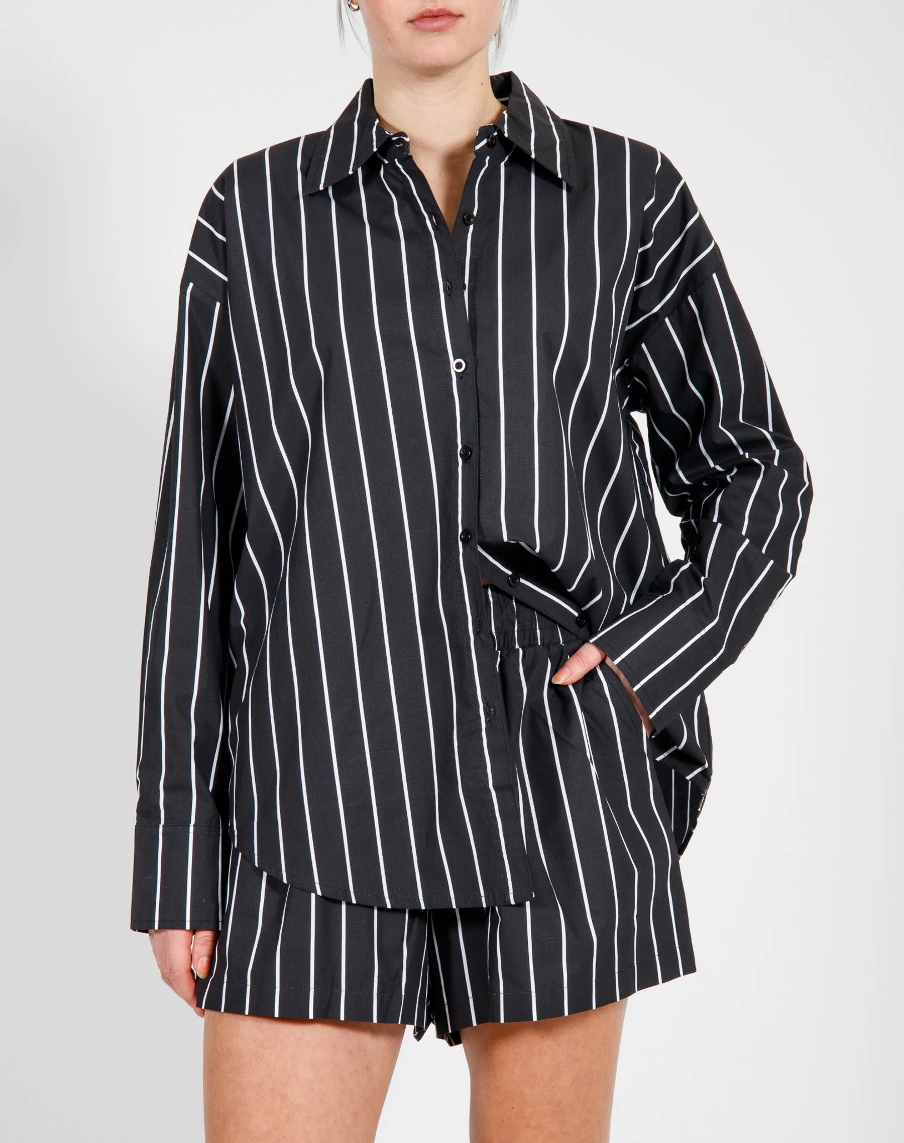The Striped Button Up Shirt | Black & White sold by Brunette The Label product image thumbnail 2