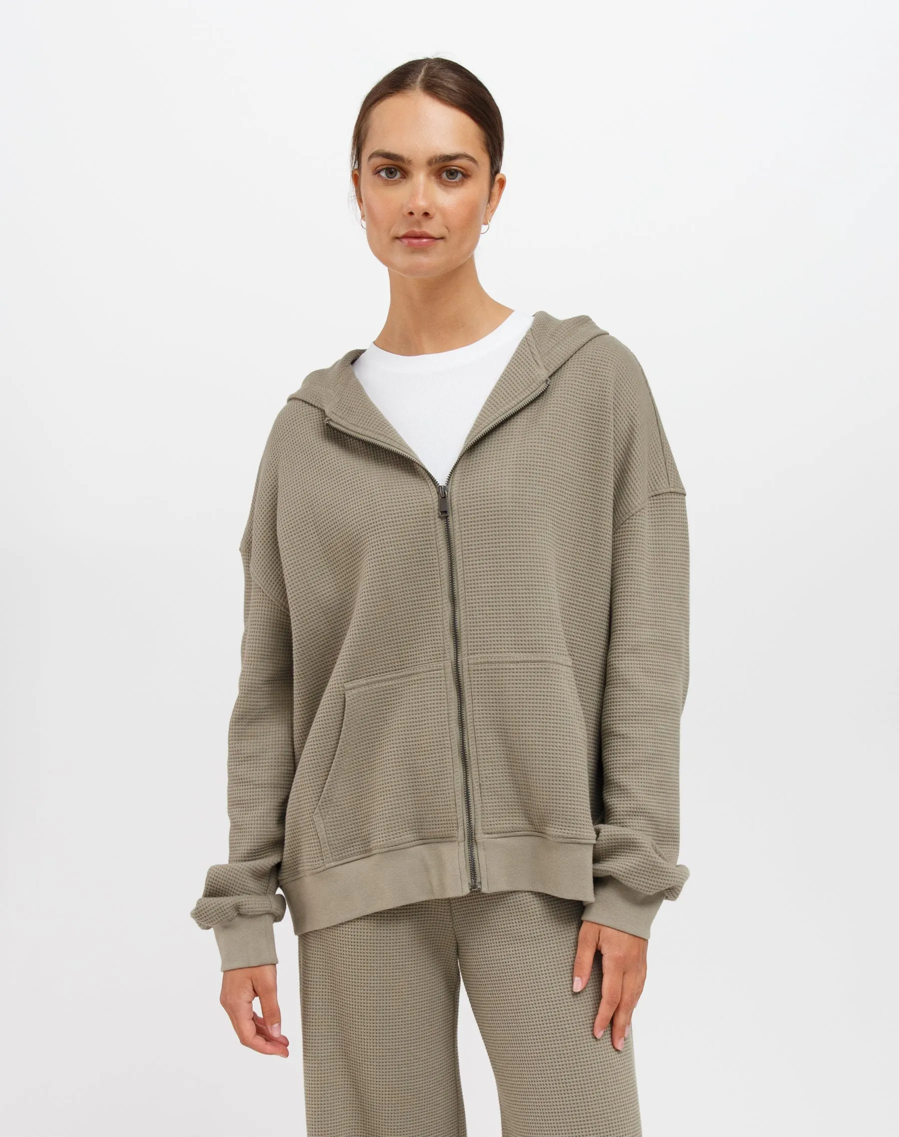 Waffle Oversized Zip-Up Hoodie sold by Brunette The Label product image thumbnail 4