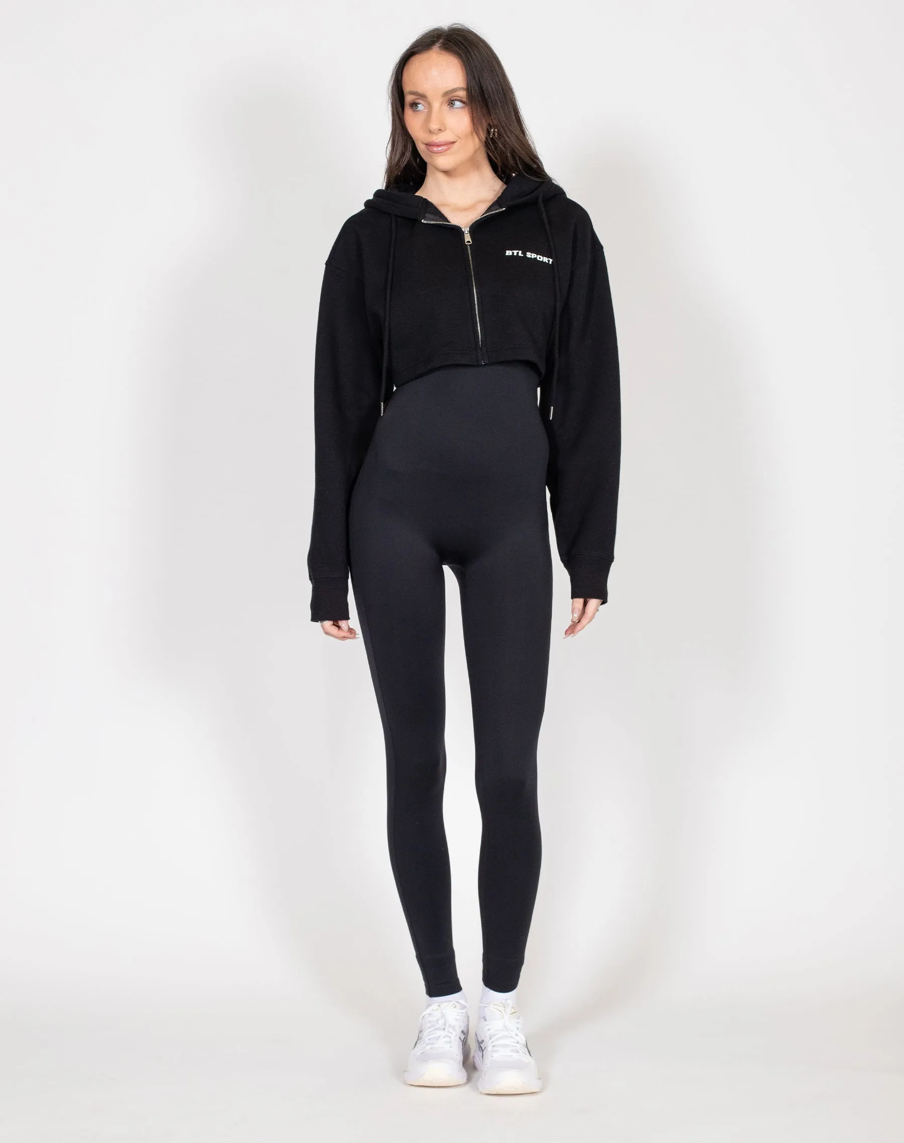 The "KINDNESS CLUB" Super Crop Hoodie | Black sold by Brunette The Label product image thumbnail 4