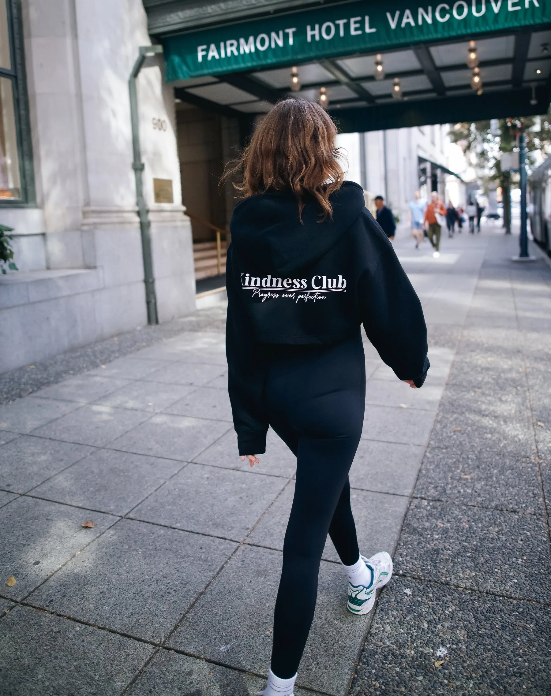 The "KINDNESS CLUB" Super Crop Hoodie | Black sold by Brunette The Label product image thumbnail 2