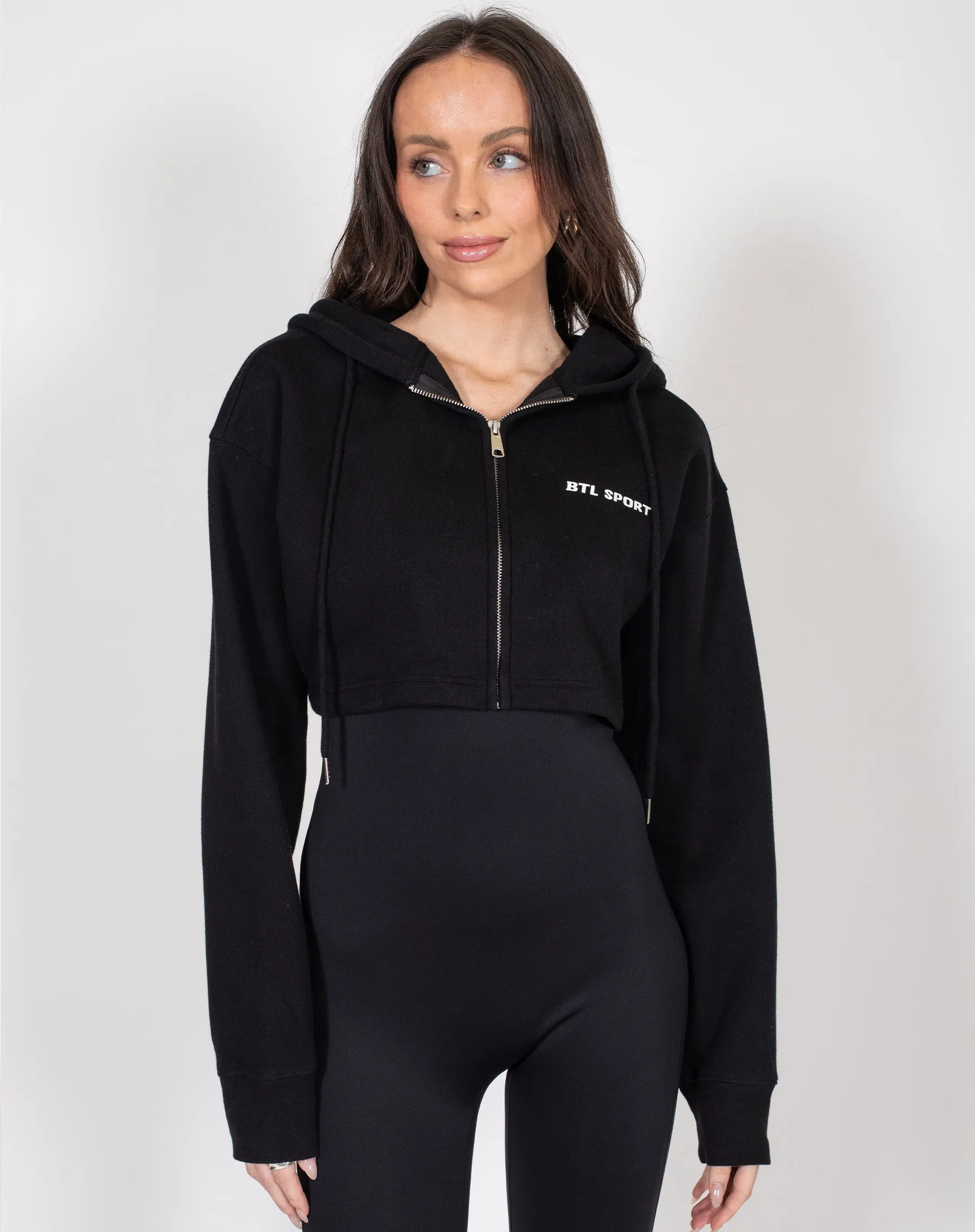 The "KINDNESS CLUB" Super Crop Hoodie | Black sold by Brunette The Label product image thumbnail 3