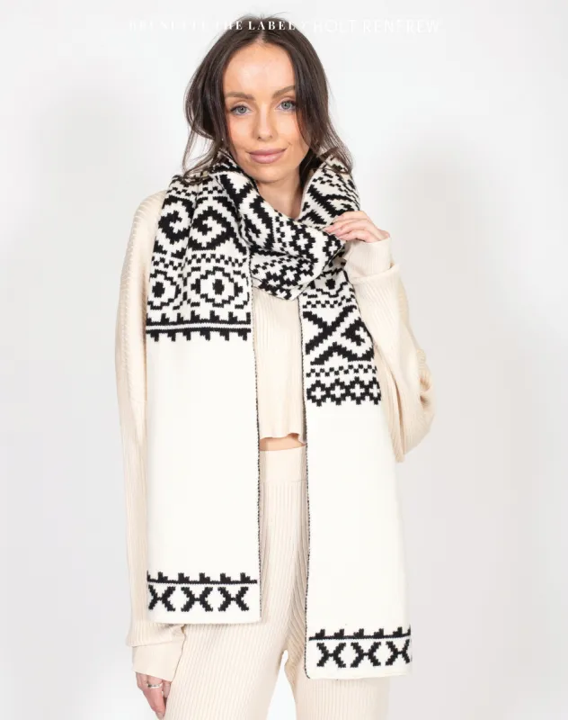 The Cream Fair Isle Knit Reversible Blanket Scarf | Holt Renfrew Pop Up sold by Brunette The Label