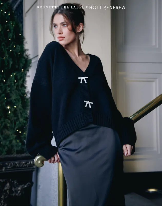 The 'Audrey' Oversized Bow Knit Cardigan | Holt Renfrew Pop Up sold by Brunette The Label
