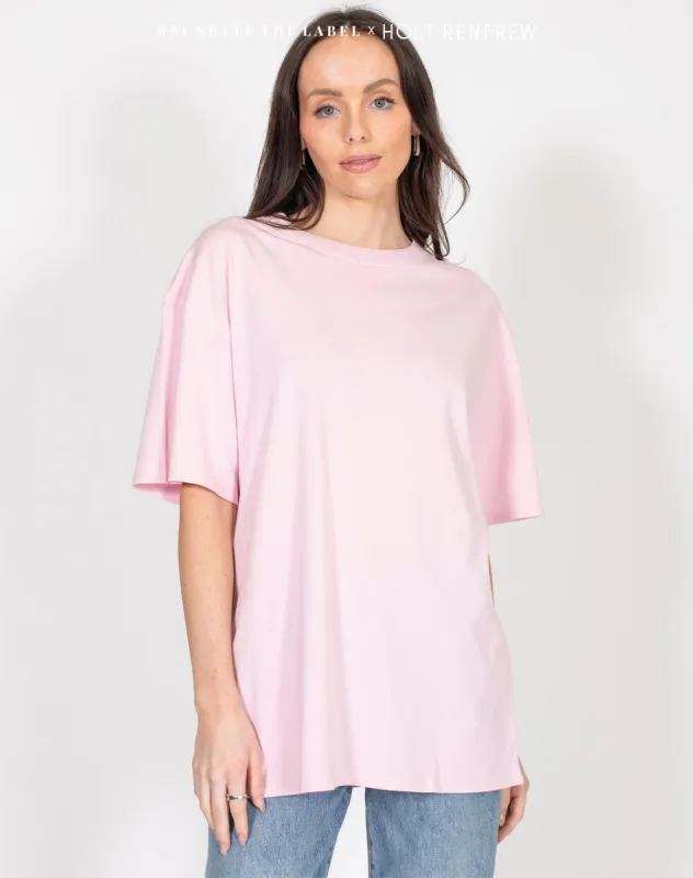 Oversized Boxy Crew Neck Tee in Bubble Gum | Holt Renfrew Pop Up sold by Brunette The Label