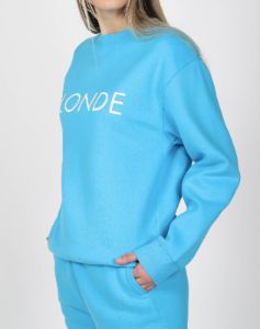 The "BLONDE" Classic Crew Neck Sweatshirt | Mediterranean Blue sold by Brunette The Label