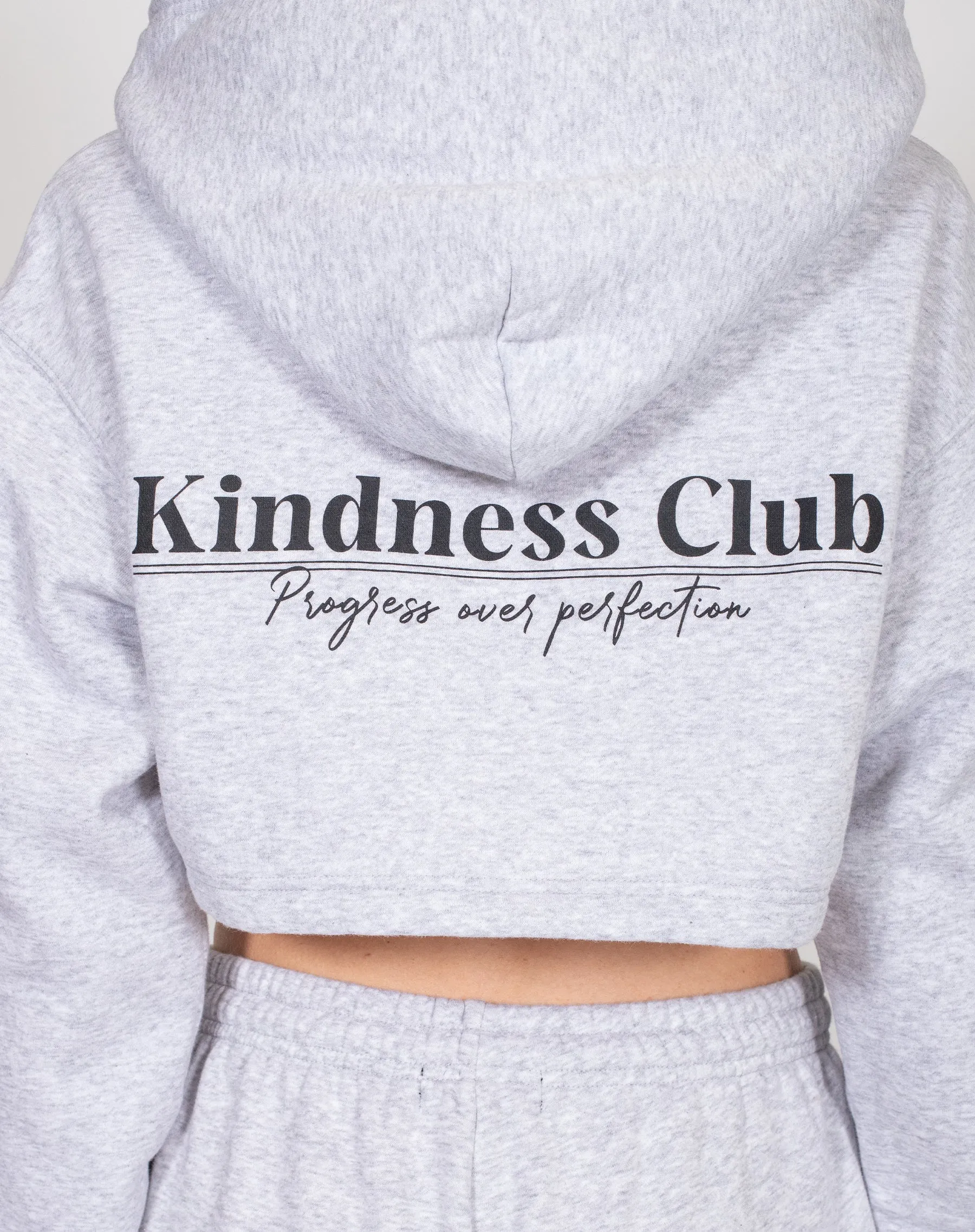 The "KINDNESS CLUB" Super Crop Hoodie | Pebble Grey sold by Brunette The Label product image thumbnail 5