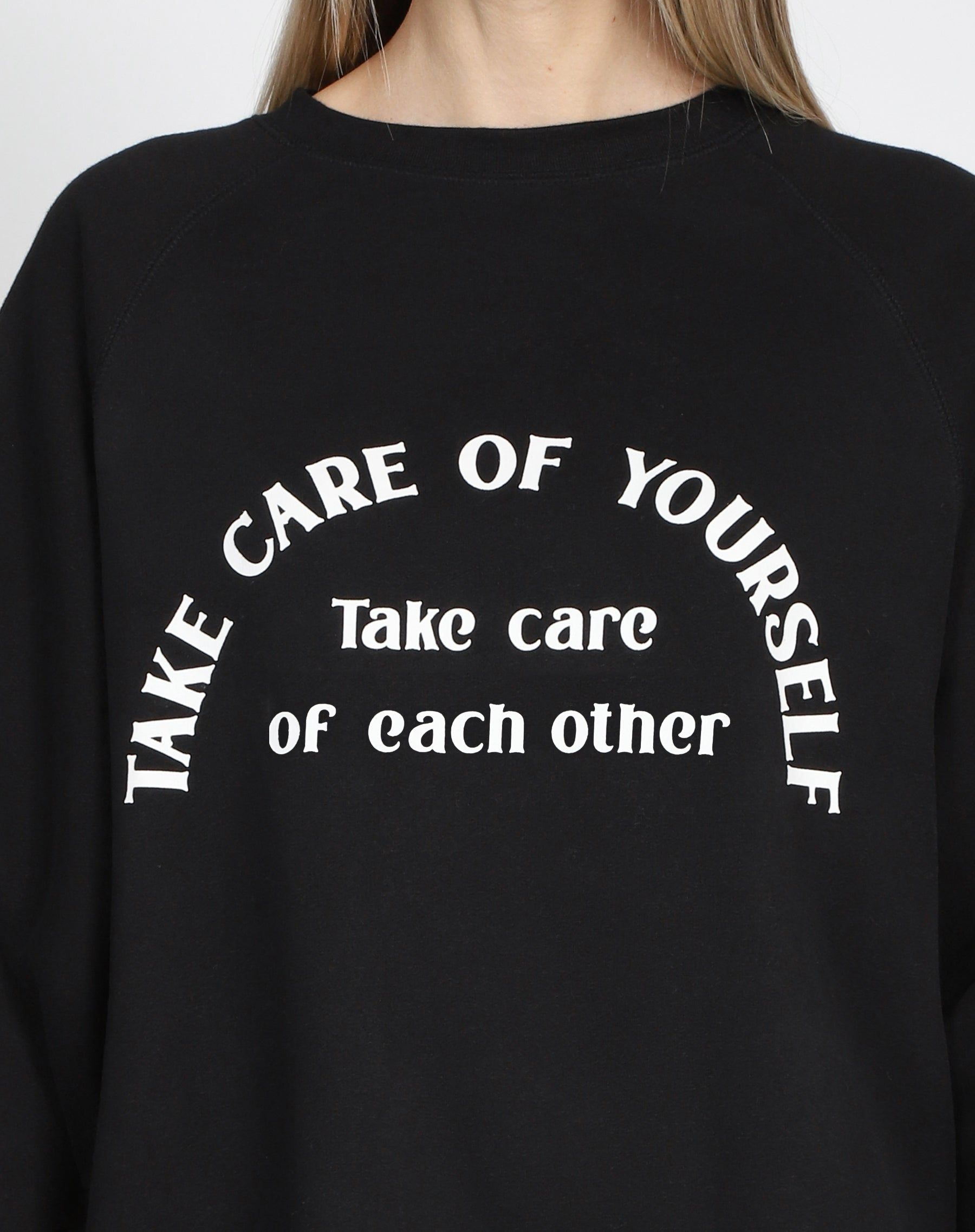 The "TAKE CARE" Not Your Boyfriend's Crew Neck Sweatshirt | True Black sold by Brunette The Label product image thumbnail 2