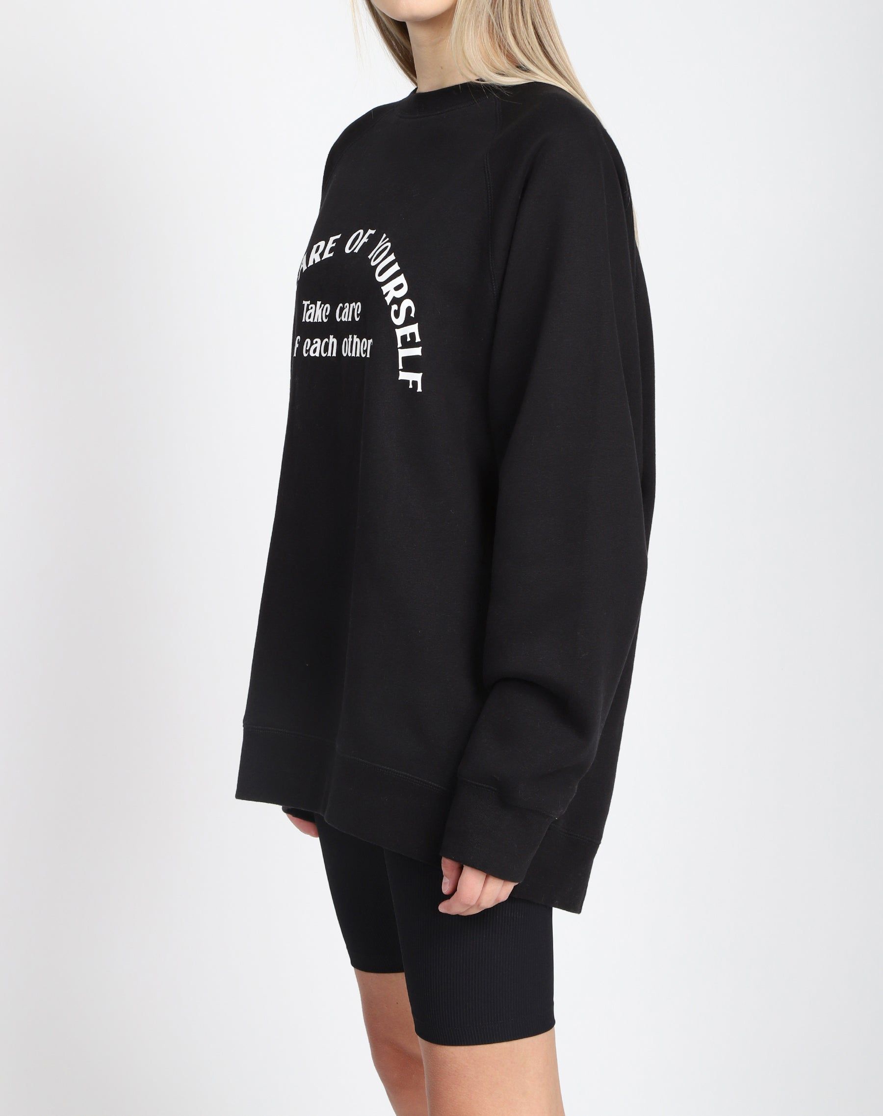 The "TAKE CARE" Not Your Boyfriend's Crew Neck Sweatshirt | True Black sold by Brunette The Label product image thumbnail 4