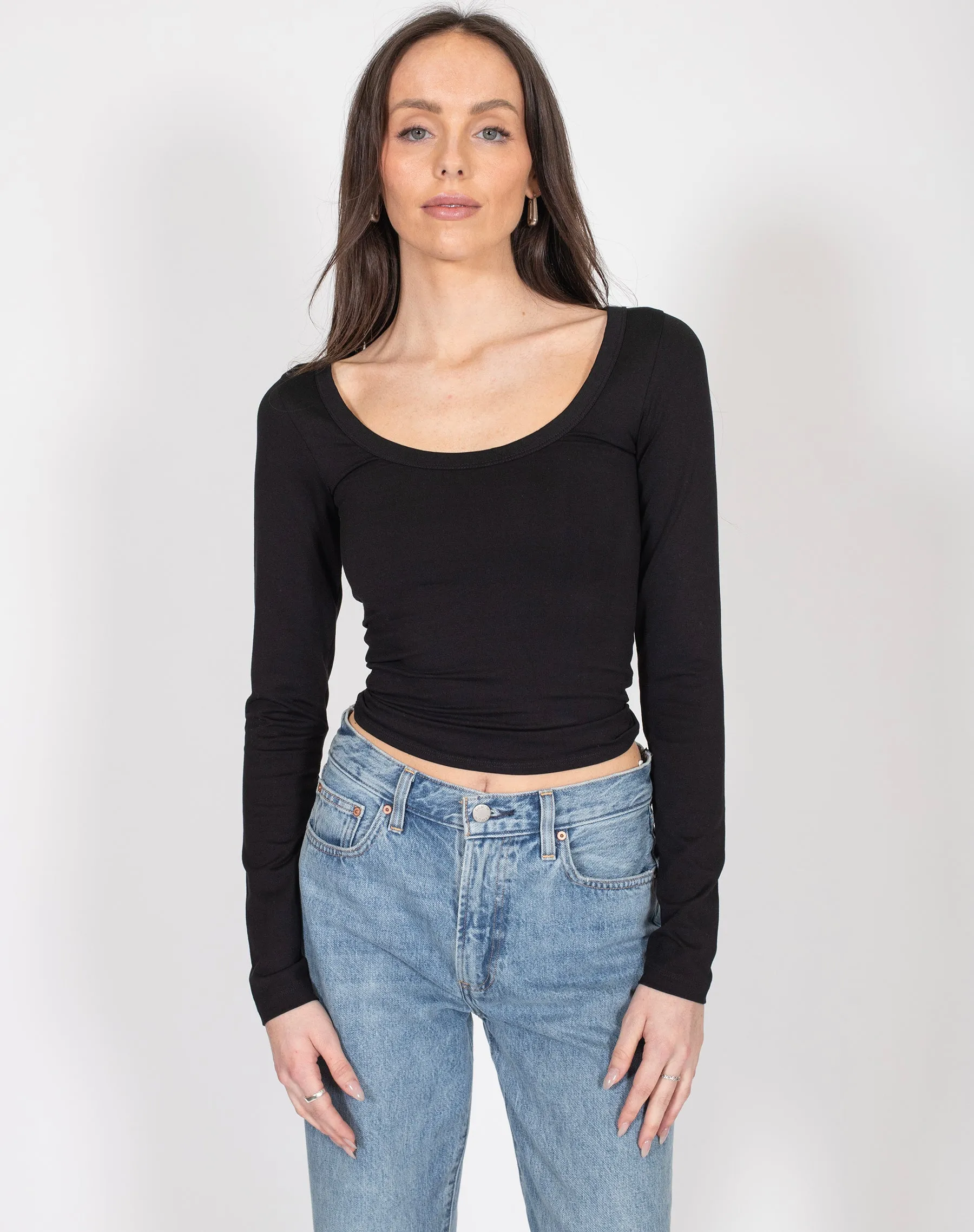 The Embroidered Cowgirl Boot Long Sleeve Tee | Black sold by Brunette The Label product image thumbnail 4