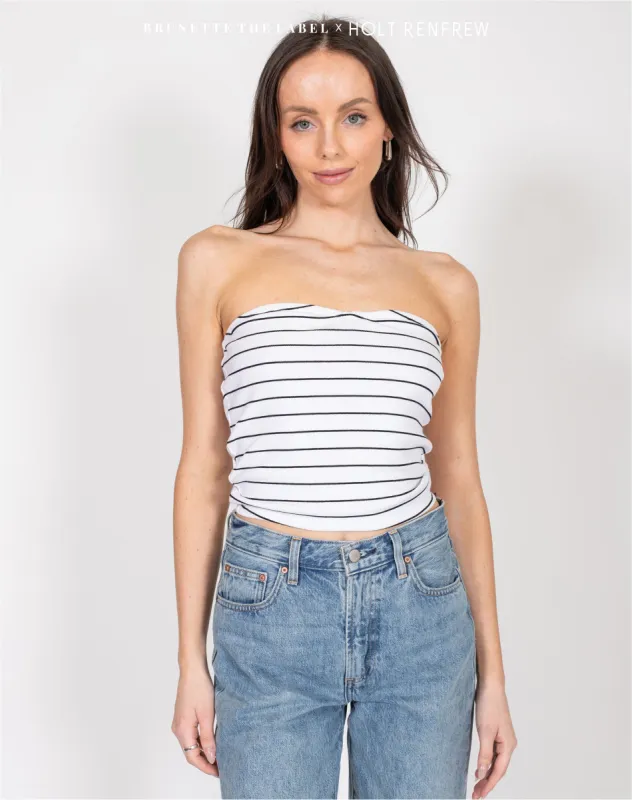 Ribbed Tube Top in Stripe | Holt Renfrew Pop Up sold by Brunette The Label